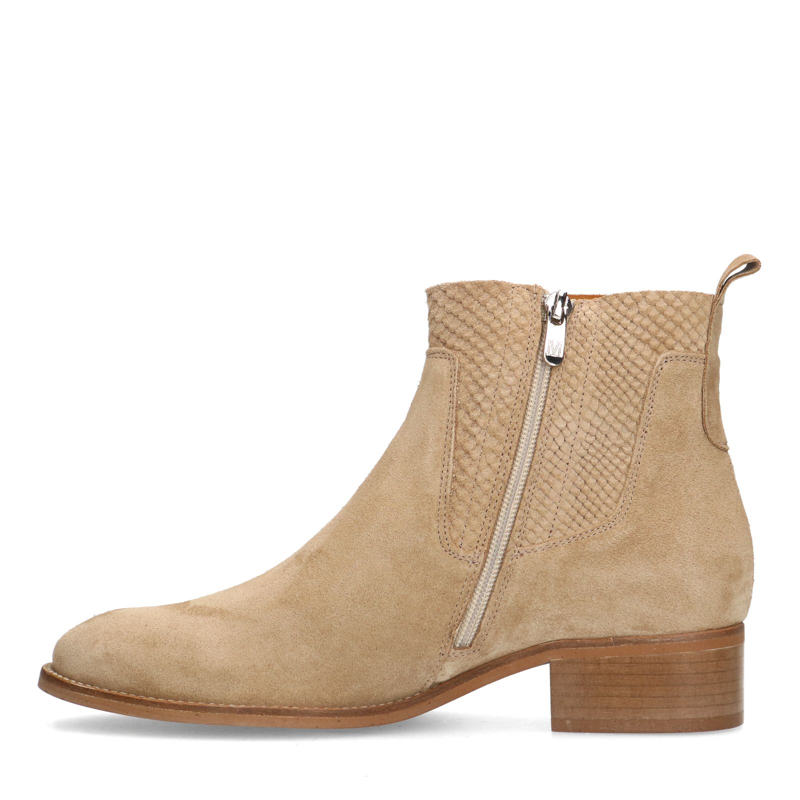 Beige suède enkellaarsjes