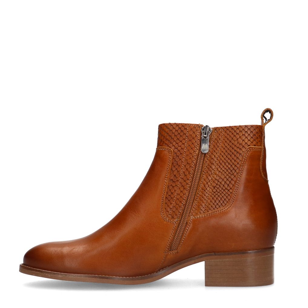 Cognacfarbene Lederstiefeletten