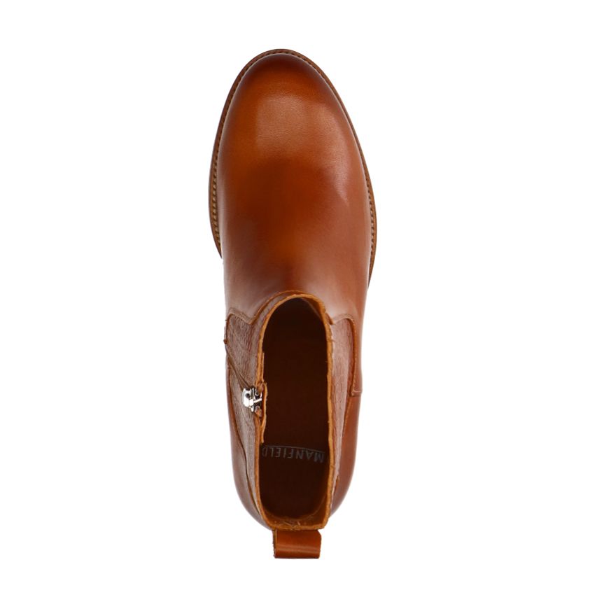 Cognacfarbene Lederstiefeletten