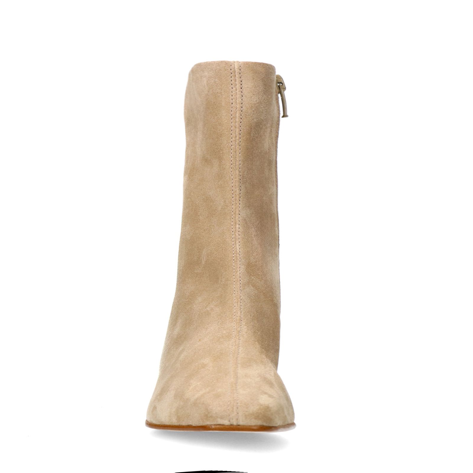 Beige suède enkellaarsjes met hak