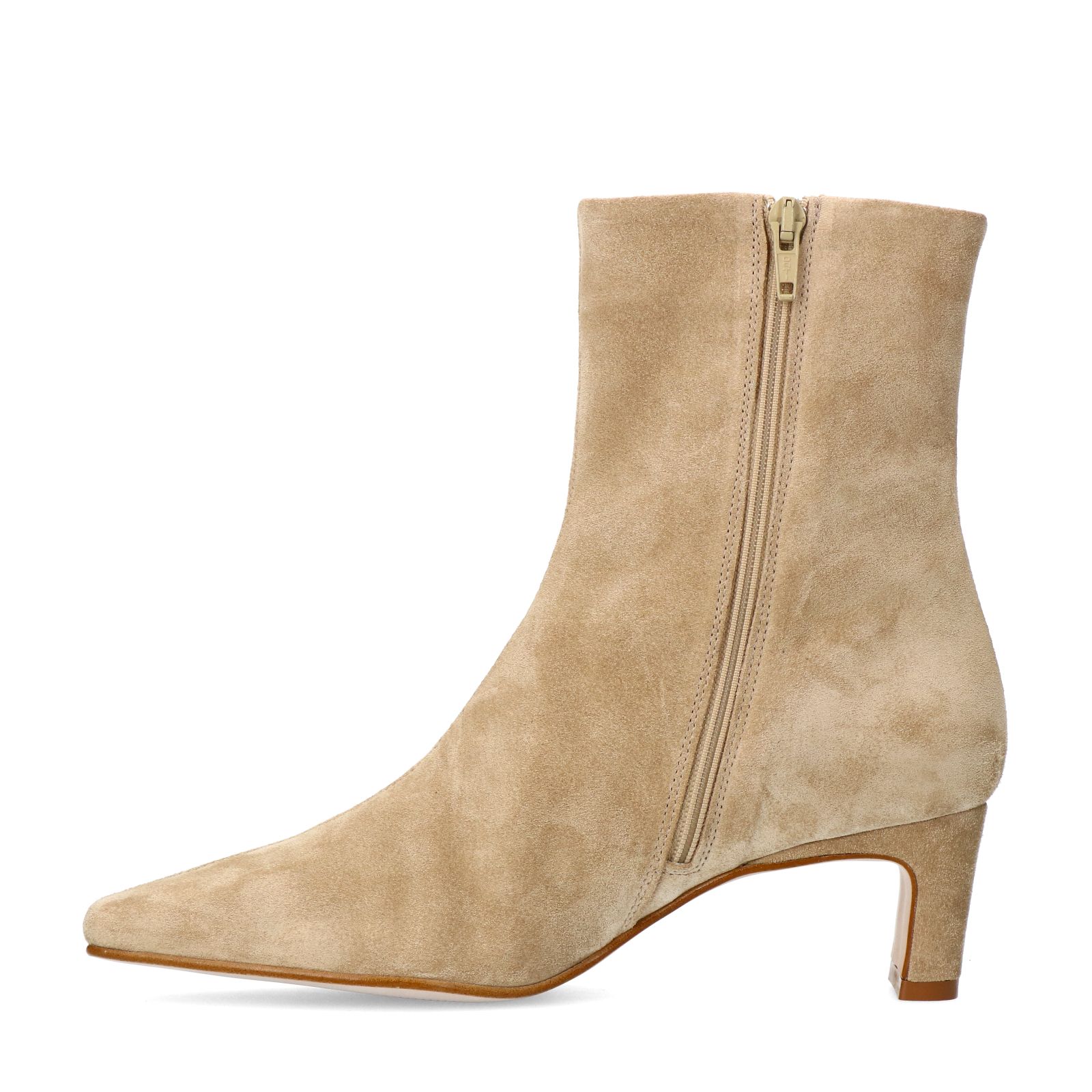 Beige suède enkellaarsjes met hak