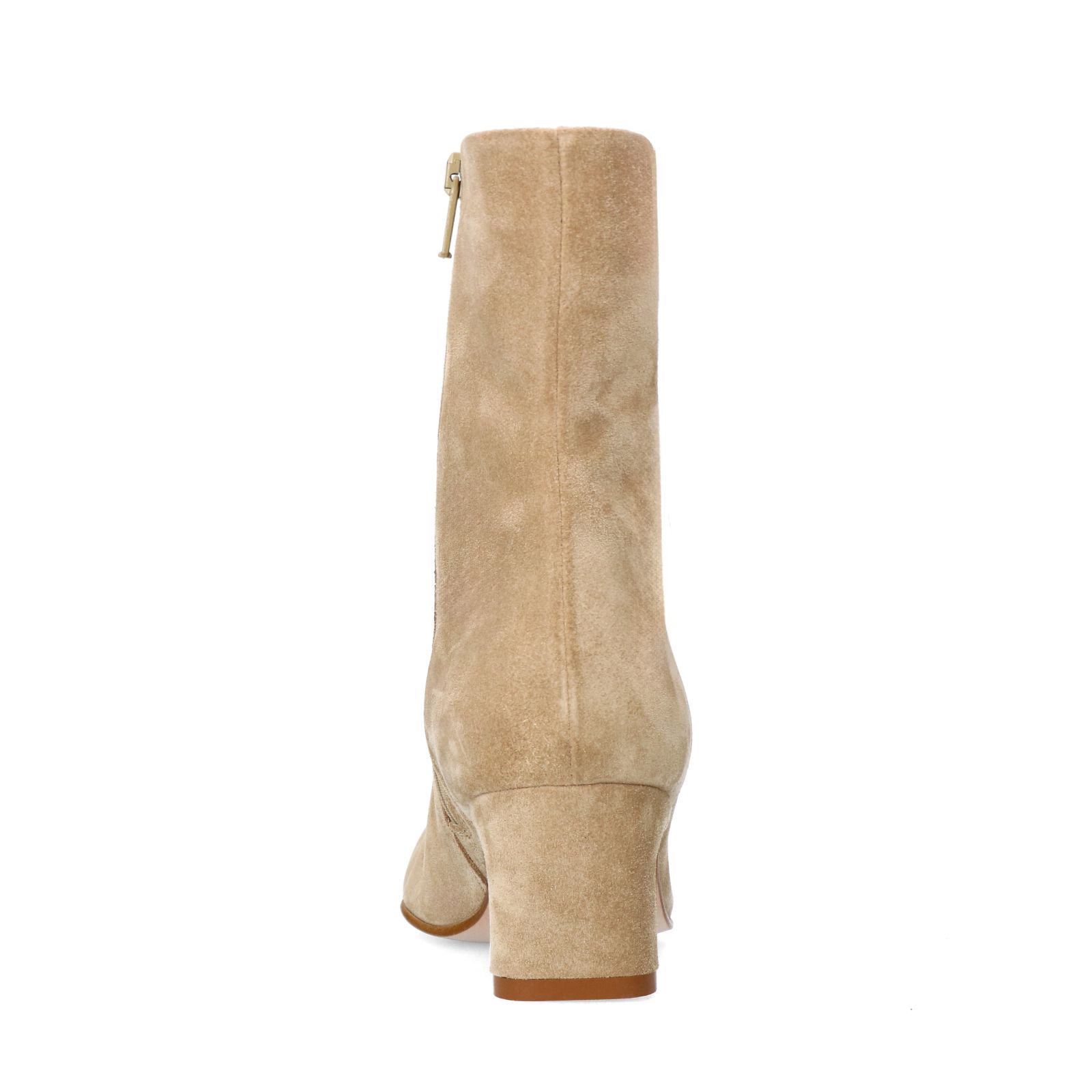 Beige suède enkellaarsjes met hak