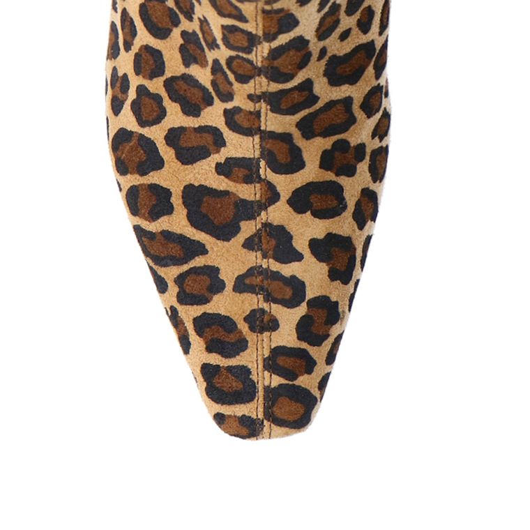 Suède leopard enkellaarsjes met hak