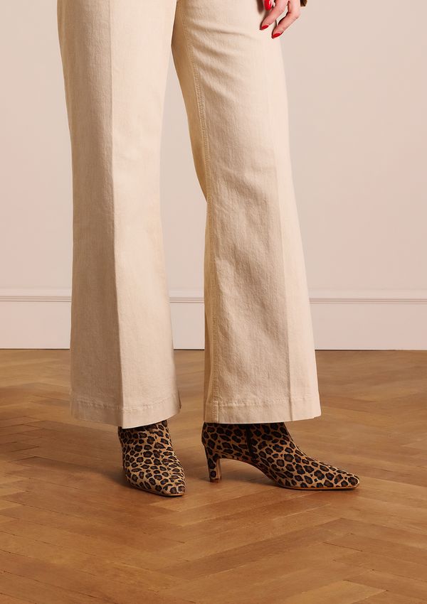 Suède leopard enkellaarsjes met hak