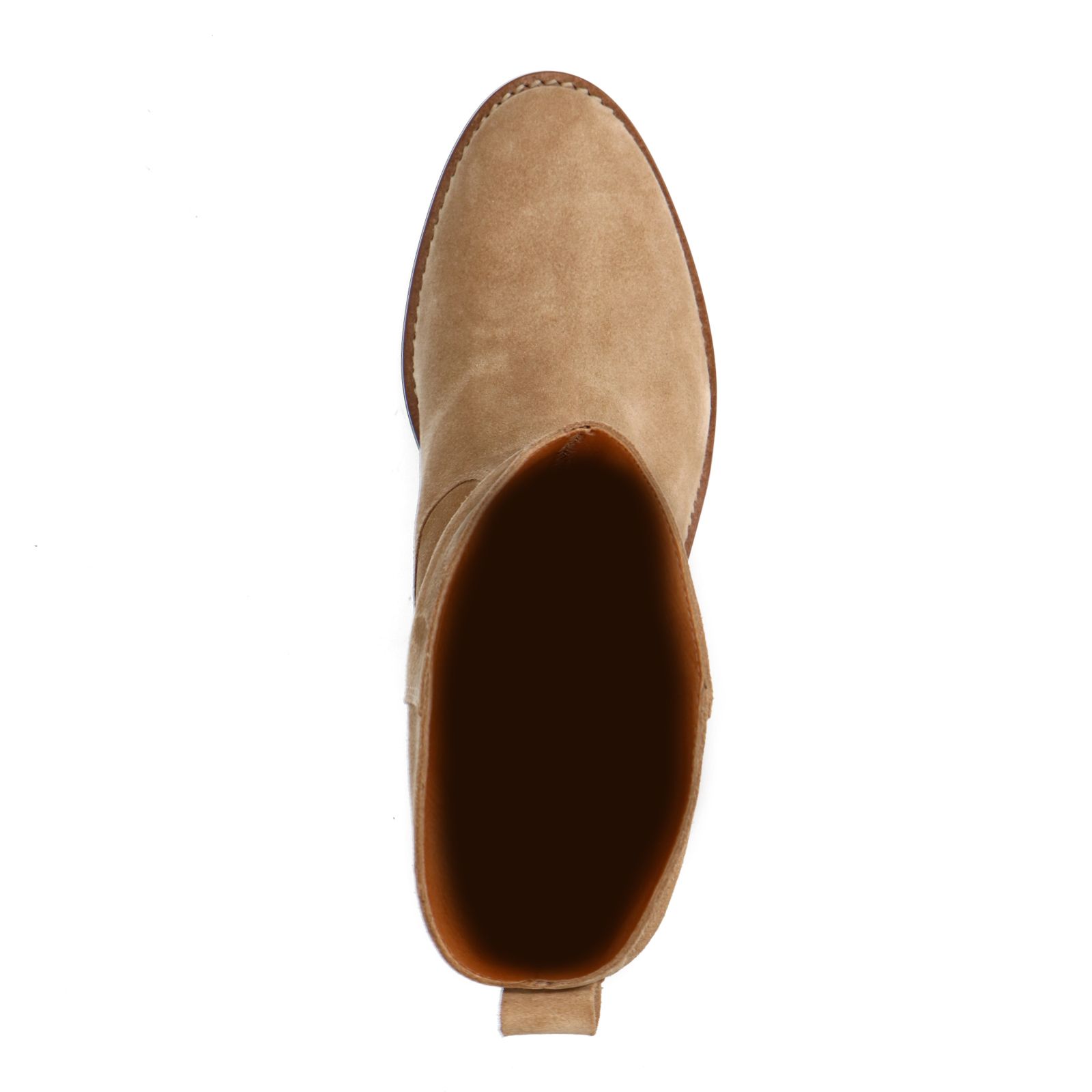 Beigefarbene Veloursleder-Stiefeletten mit Absatz