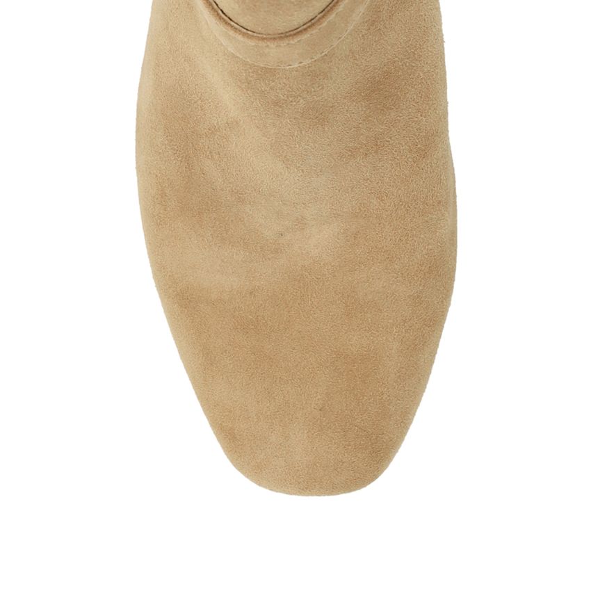 Beige suède enkellaarsjes met hak