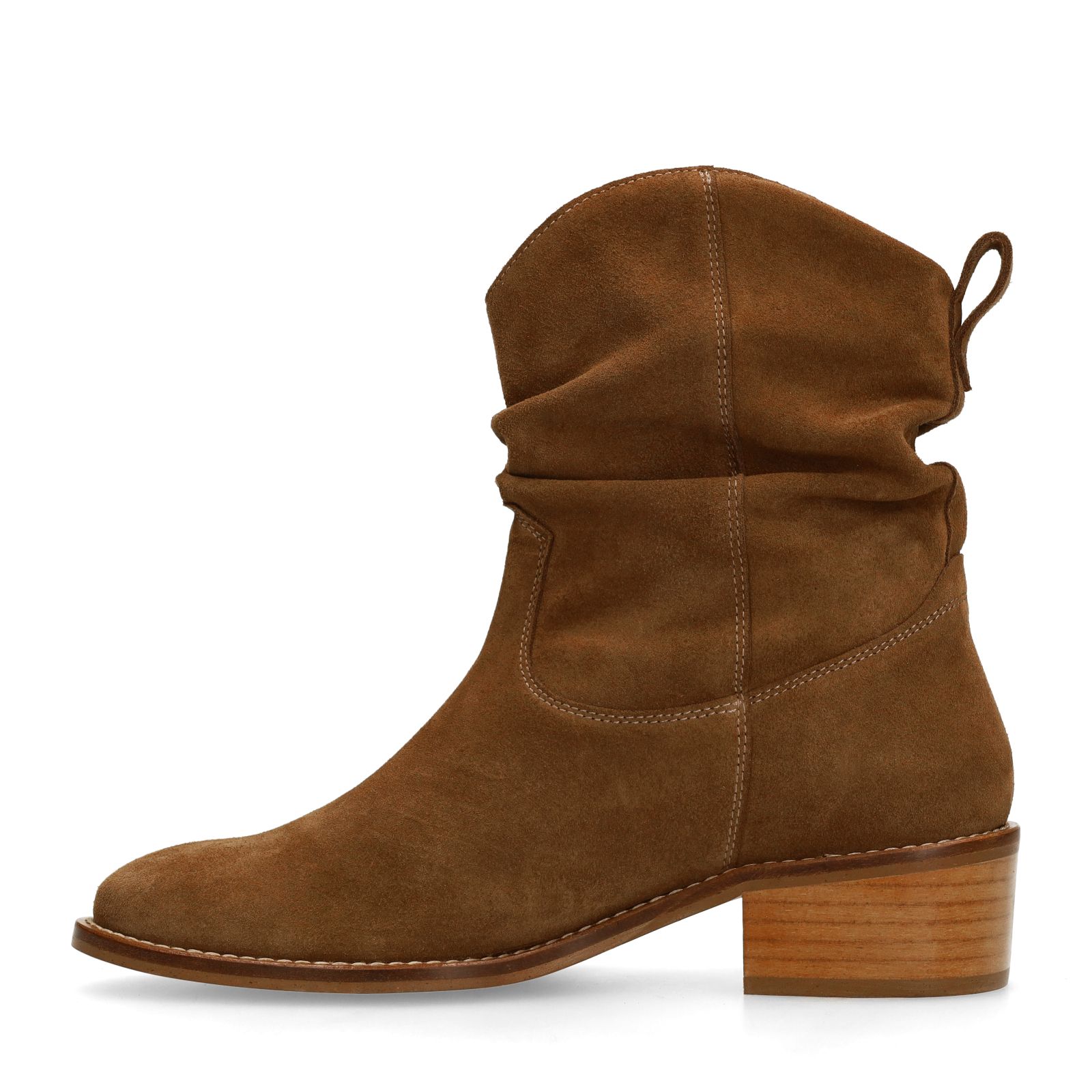 Beigefarbene Veloursleder-Stiefeletten