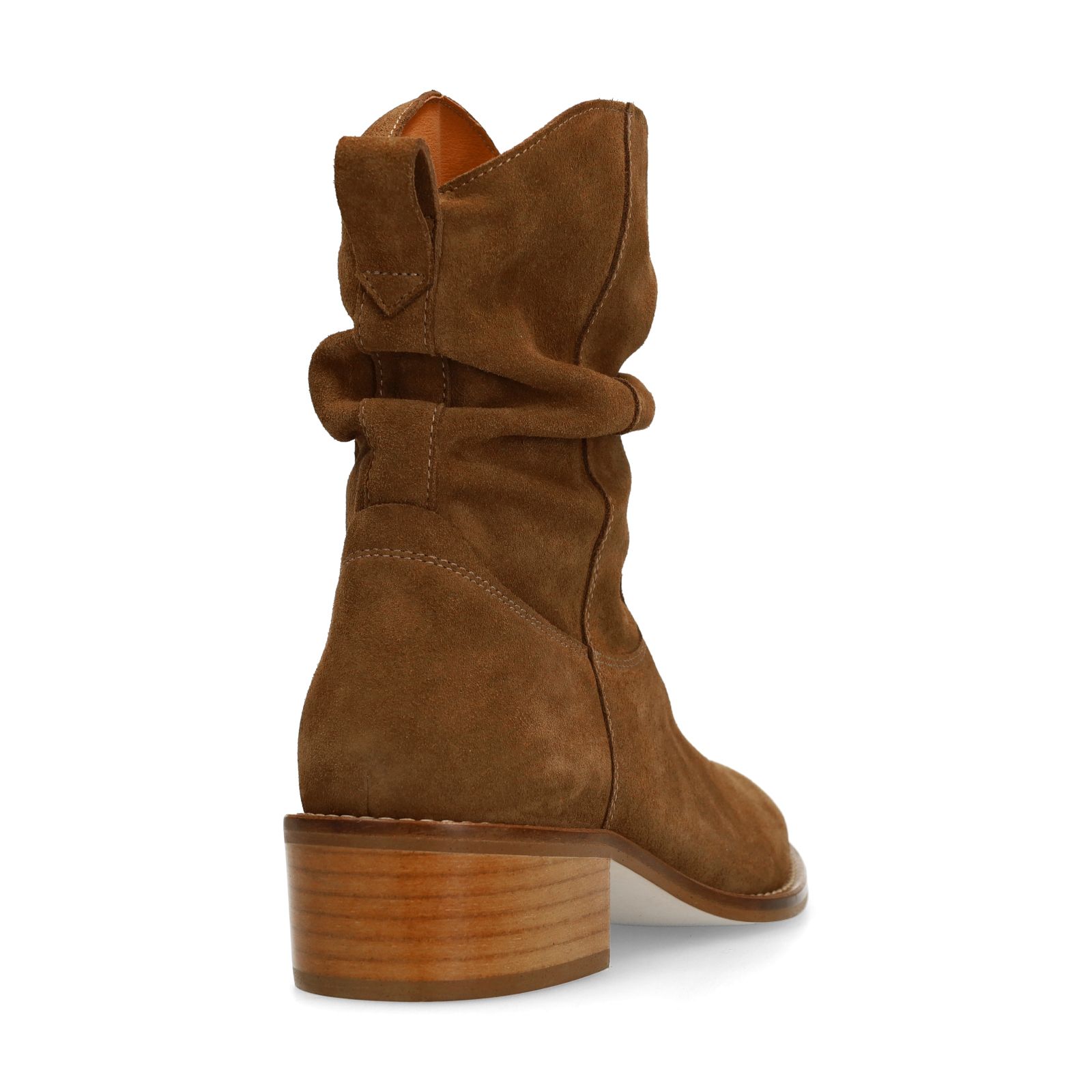Beigefarbene Veloursleder-Stiefeletten
