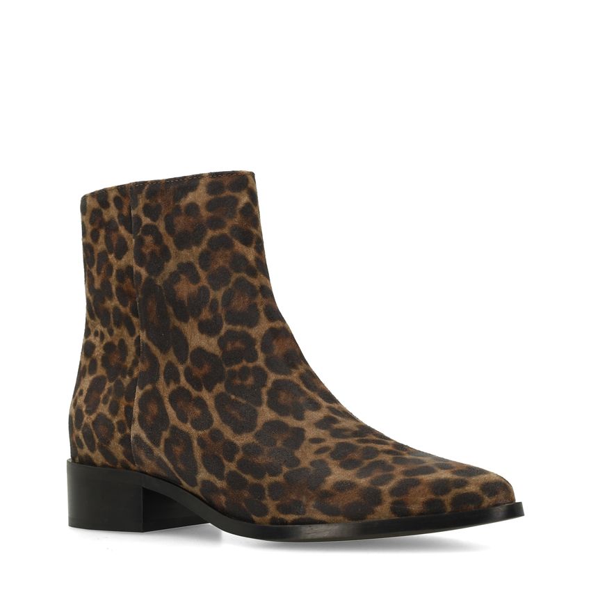Leopard suède enkellaarsjes