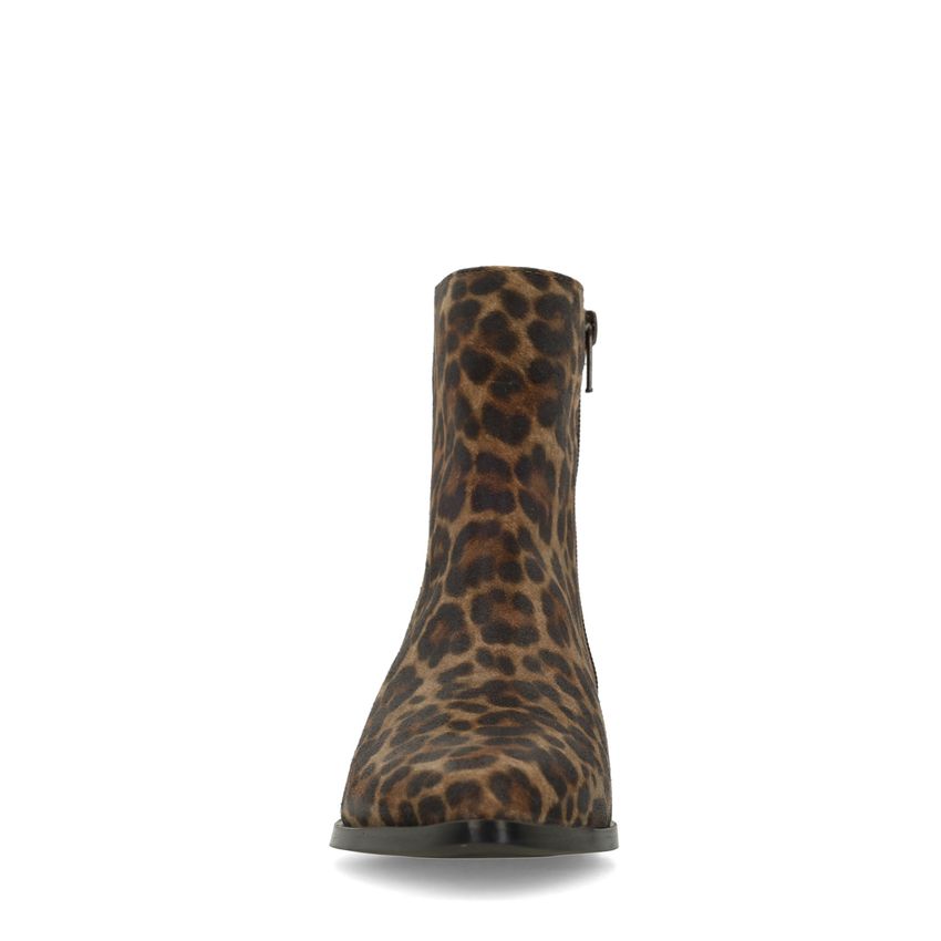 Leopard suède enkellaarsjes