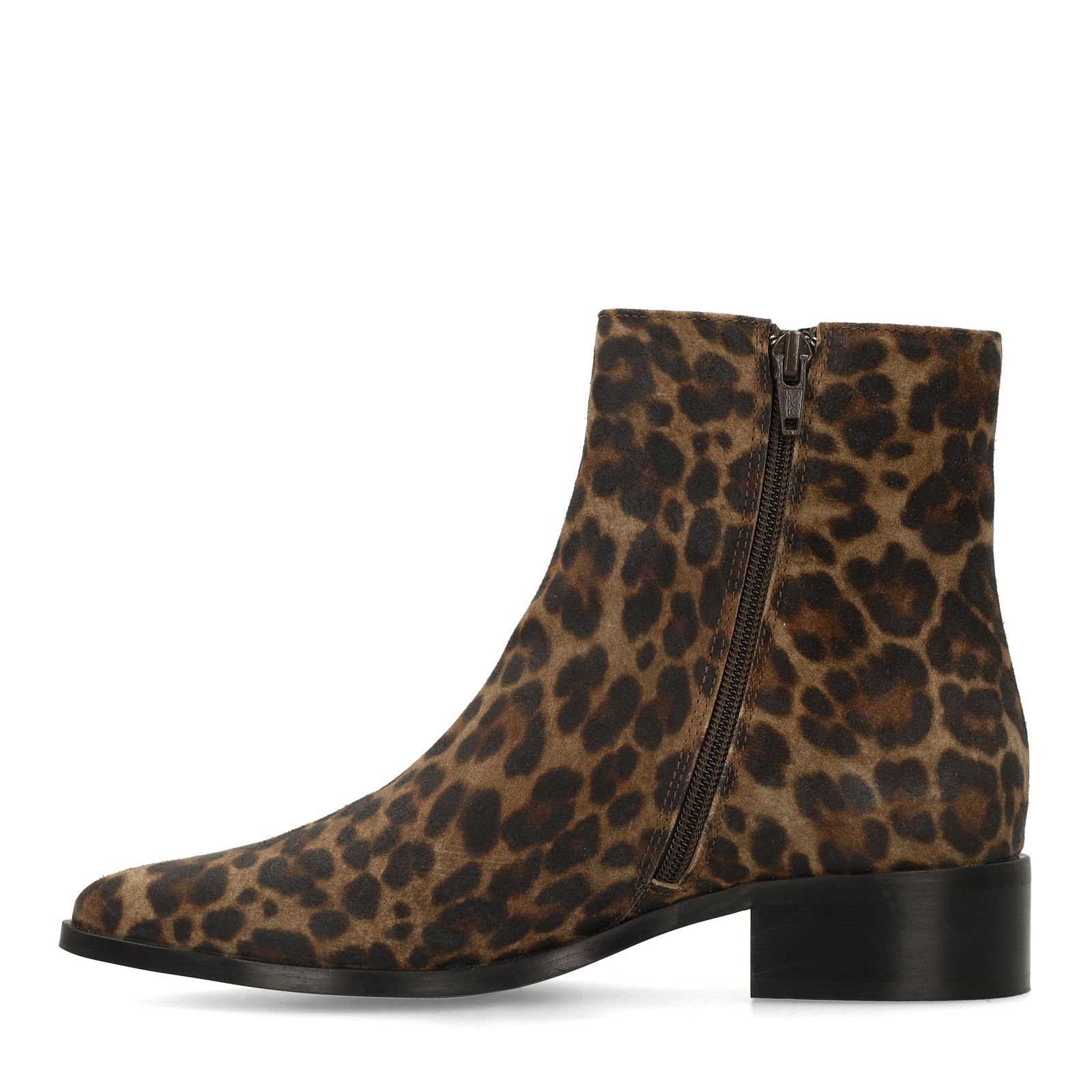 Veloursleder-Stiefeletten mit Leoprint
