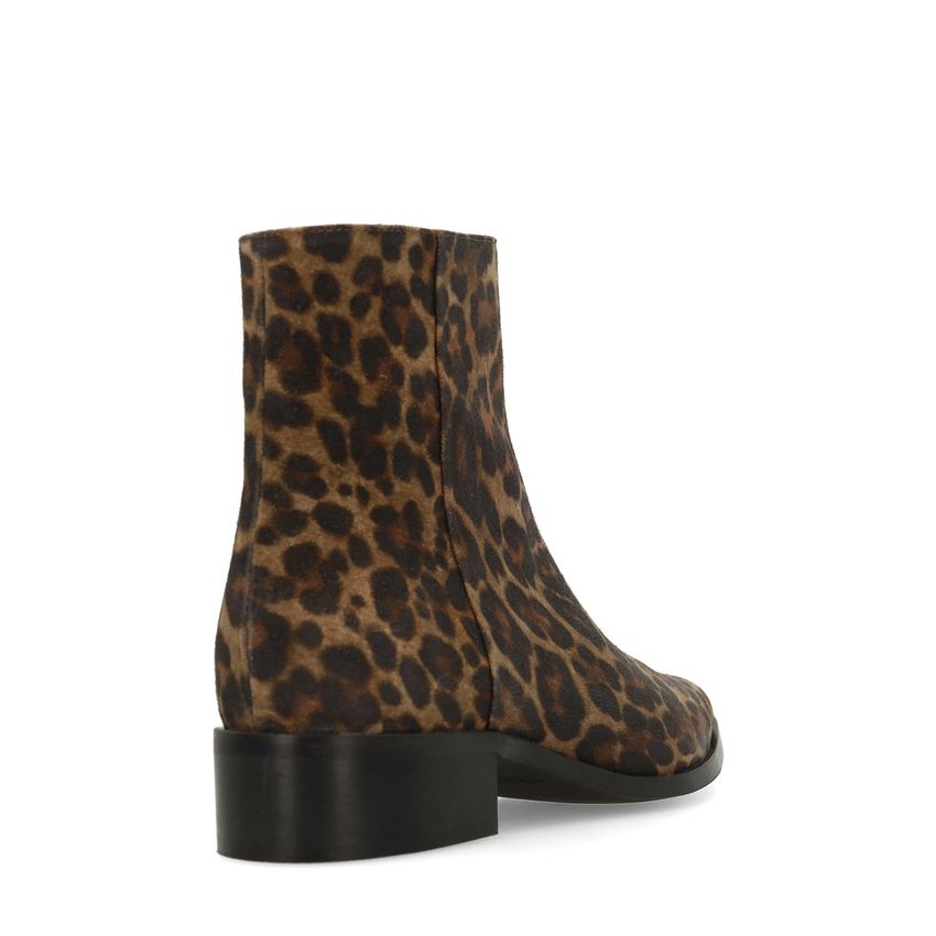 Leopard suède enkellaarsjes