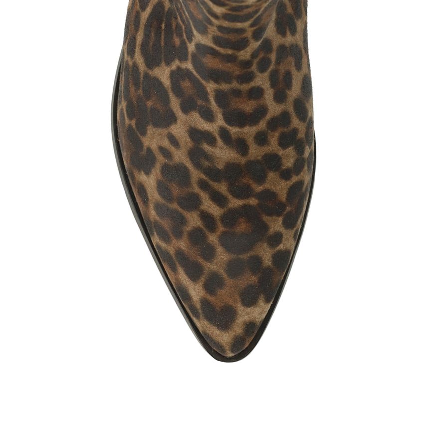 Leopard suède enkellaarsjes