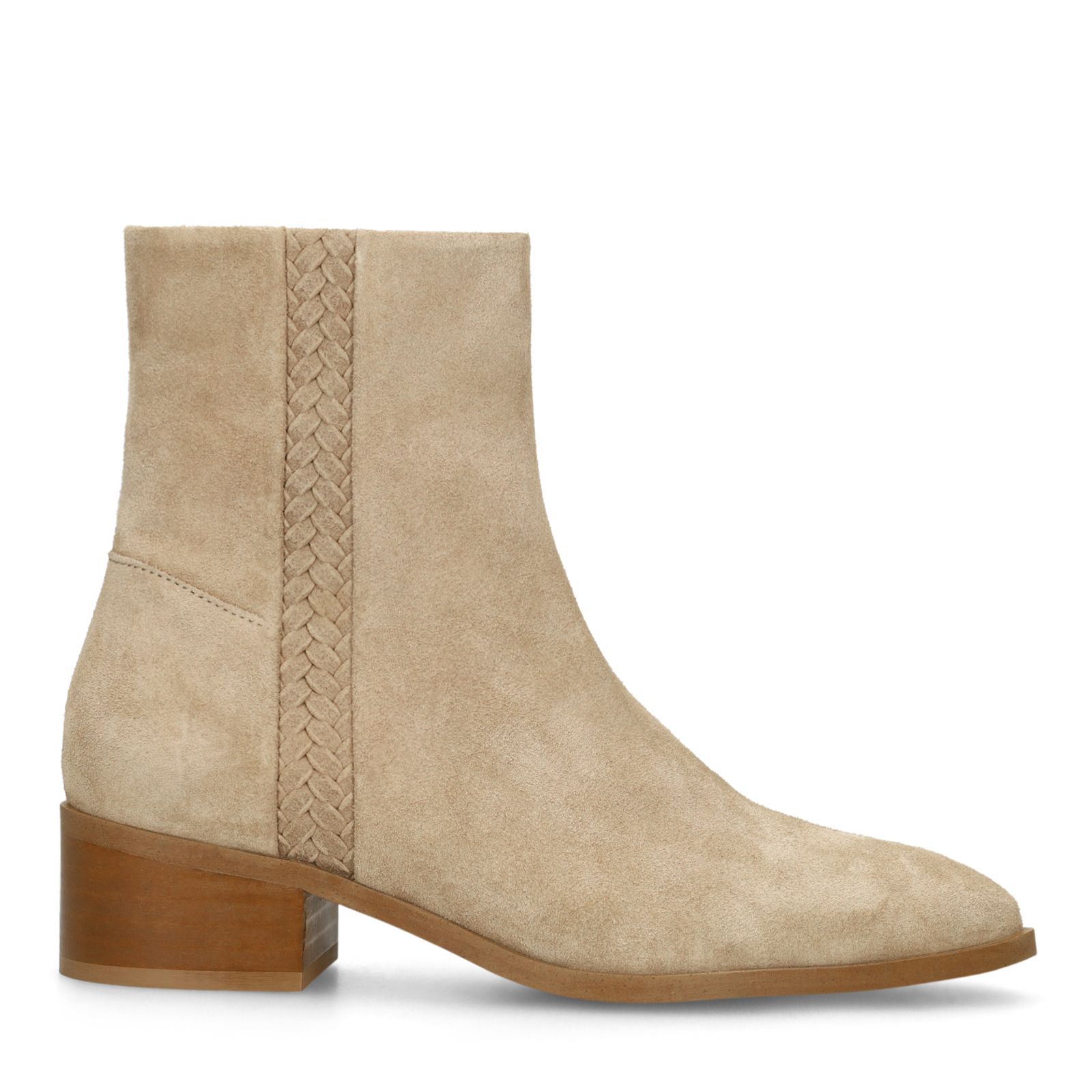 Beige suède enkellaarsjes met hak