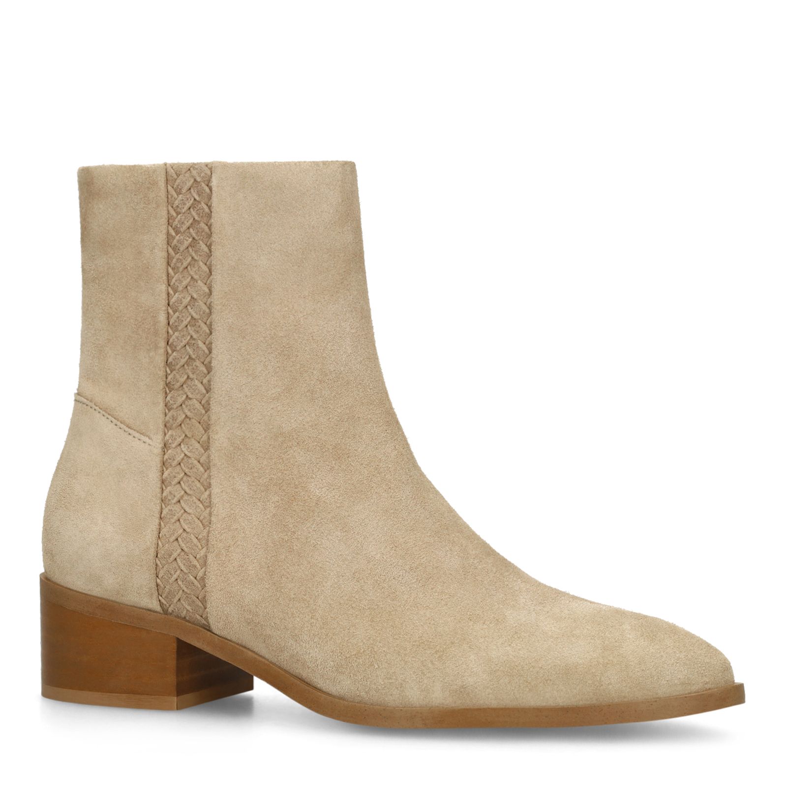 Beige suède enkellaarsjes met hak