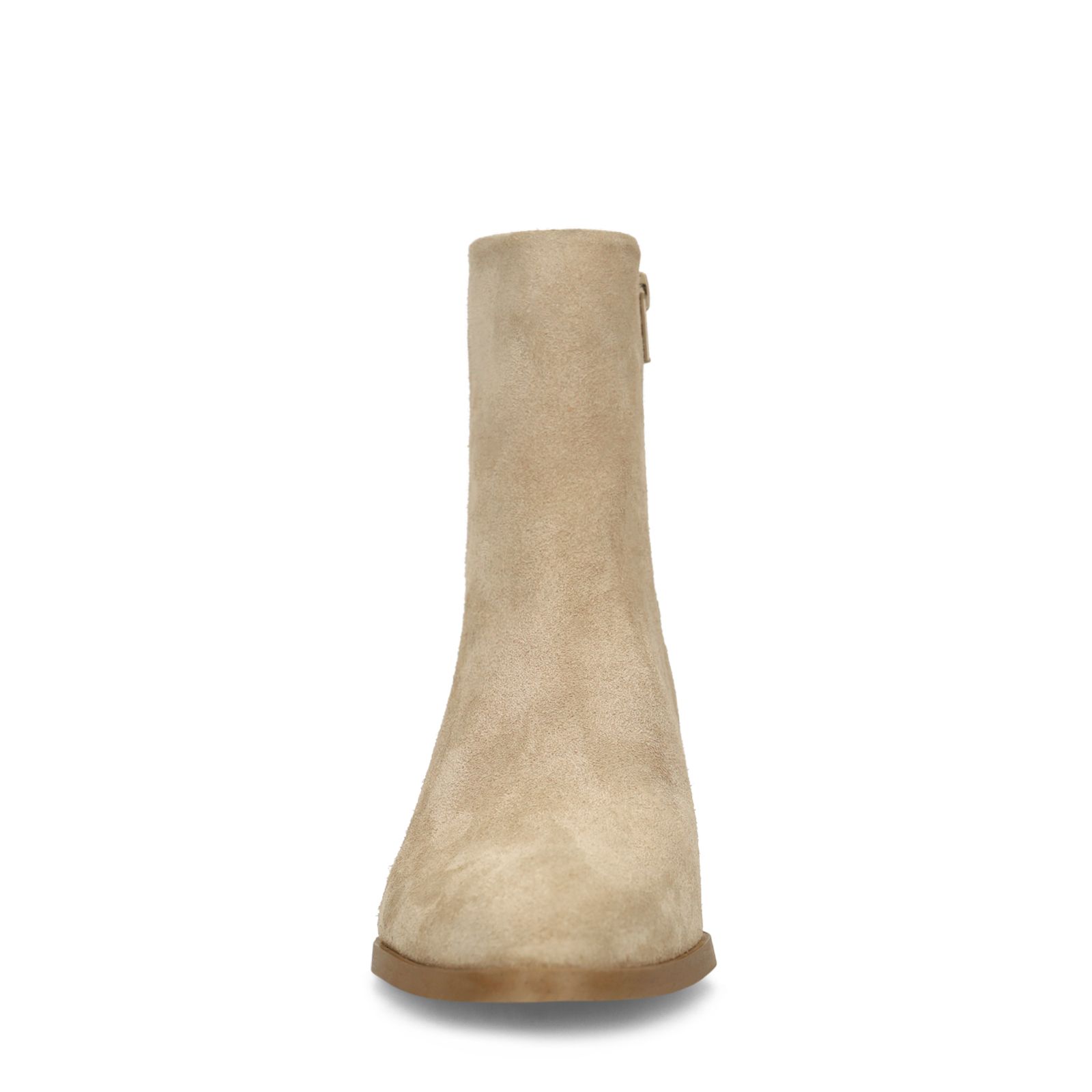 Beige suède enkellaarsjes met hak