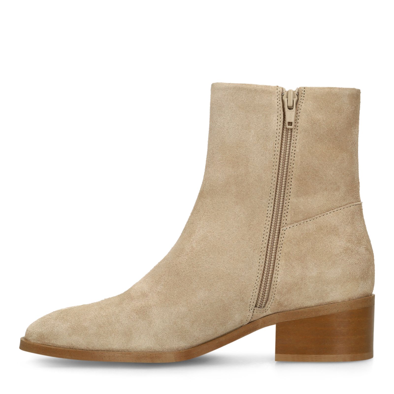 Beige suède enkellaarsjes met hak