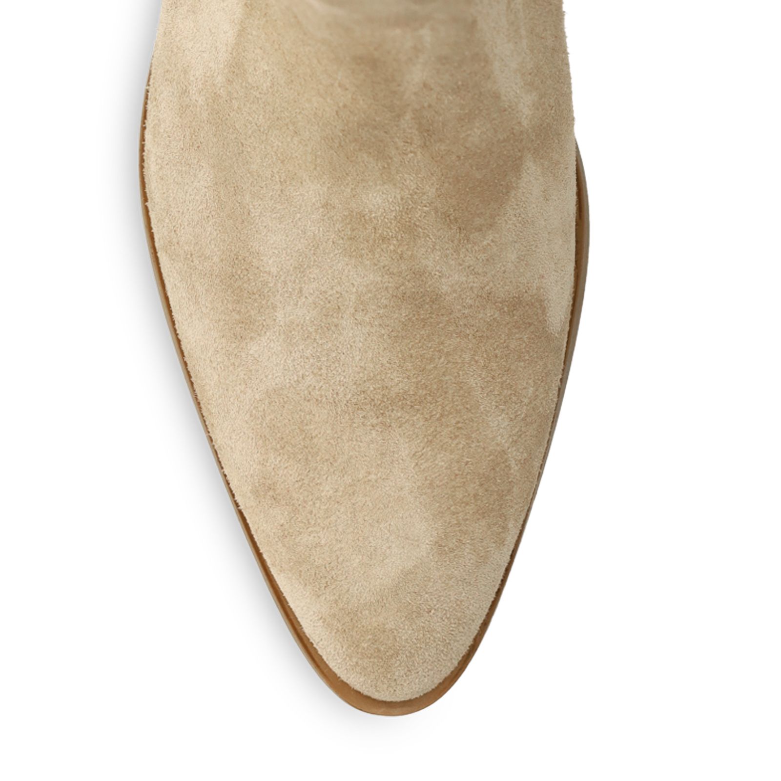 Beige suède enkellaarsjes met hak