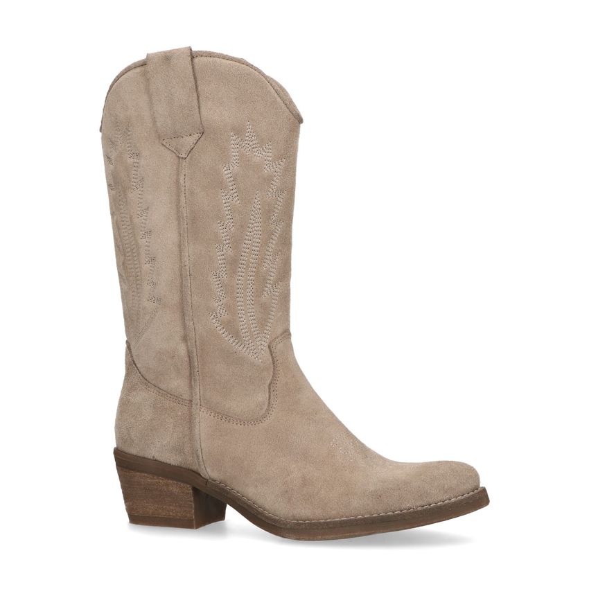 Taupe suède cowboylaarzen