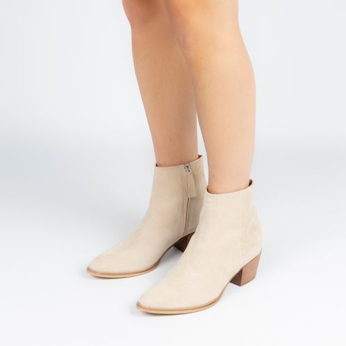 Beige enkellaarsjes met hak