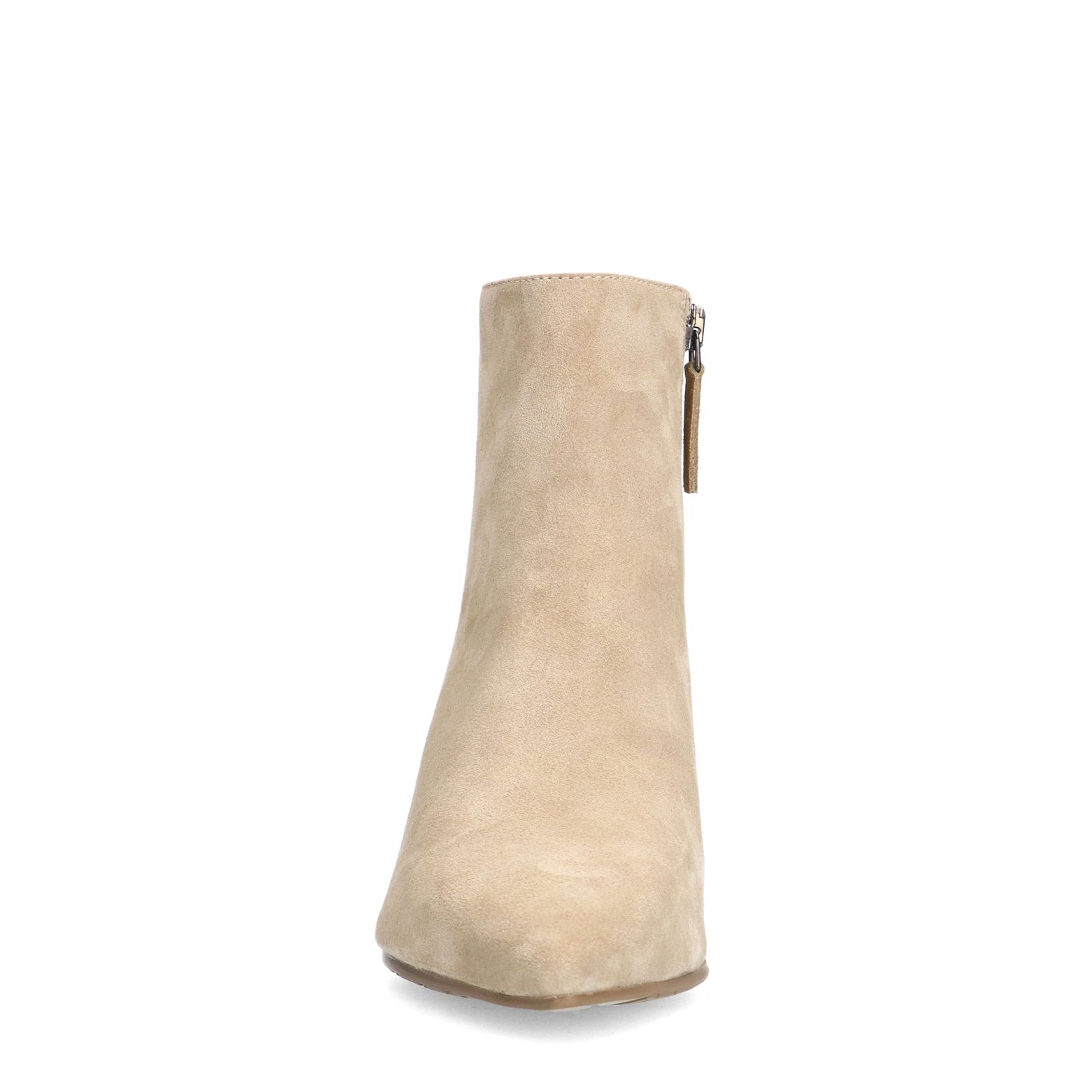 Beige suède enkellaarsjes met hak