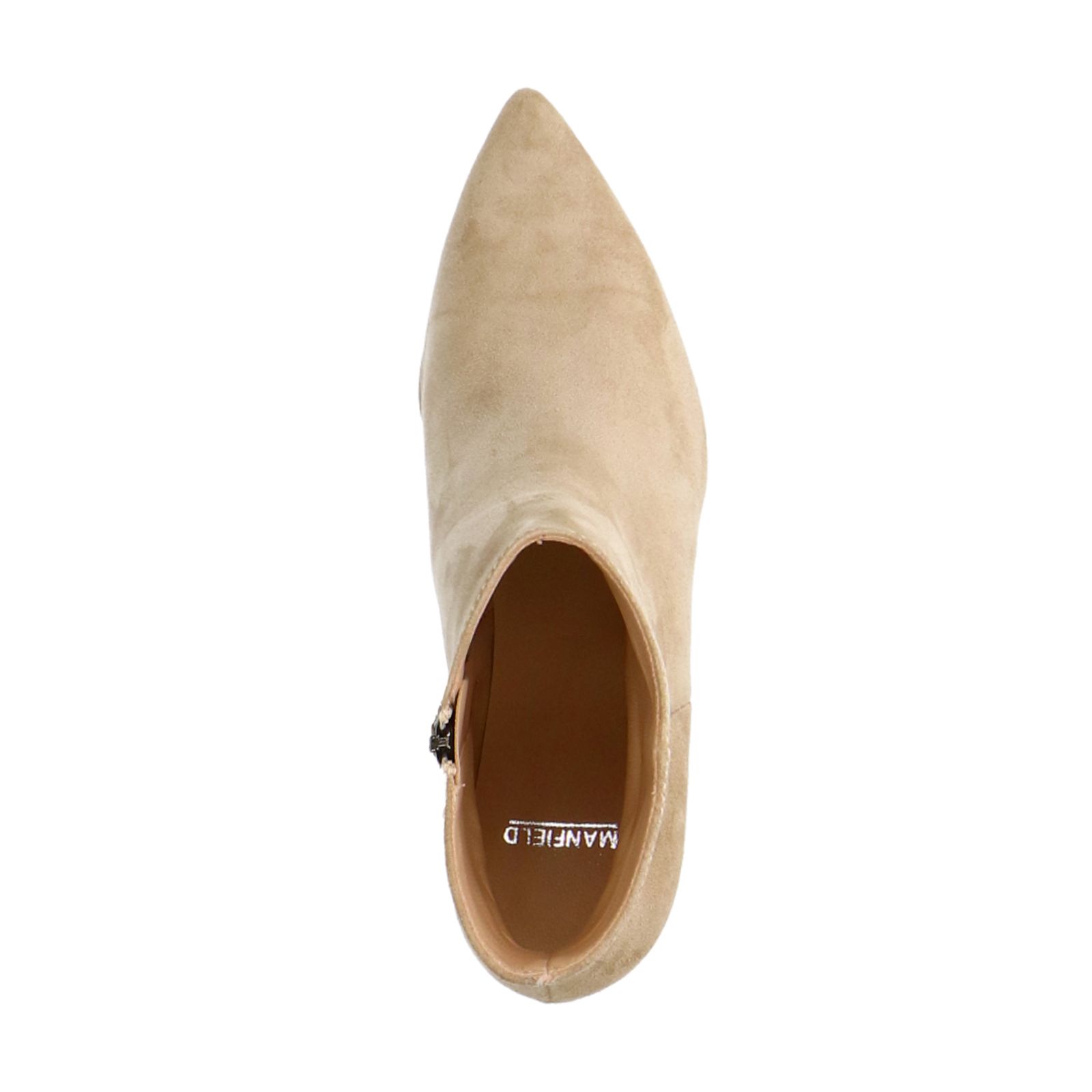 Beige suède enkellaarsjes met hak