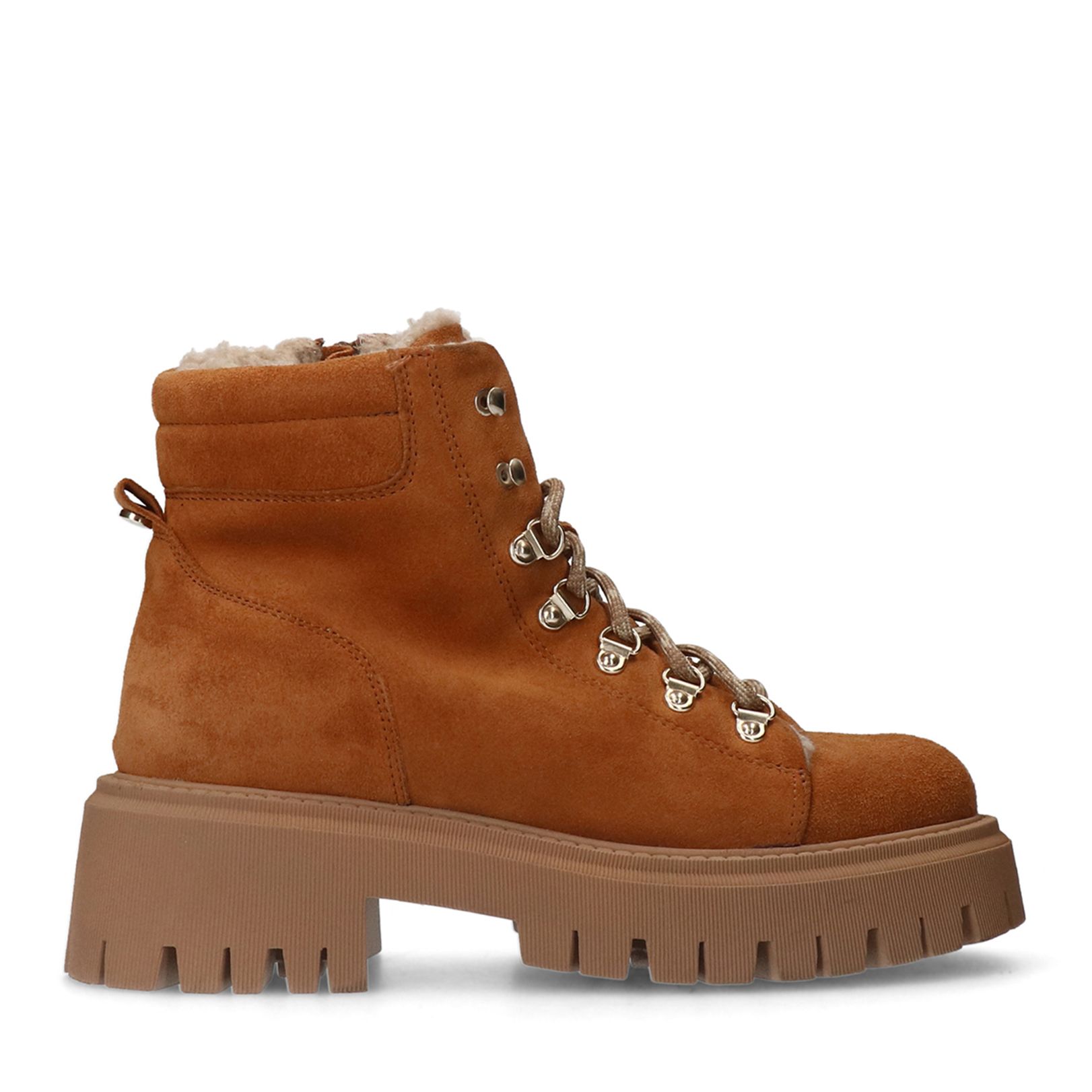 Beige suède veterlaarsjes