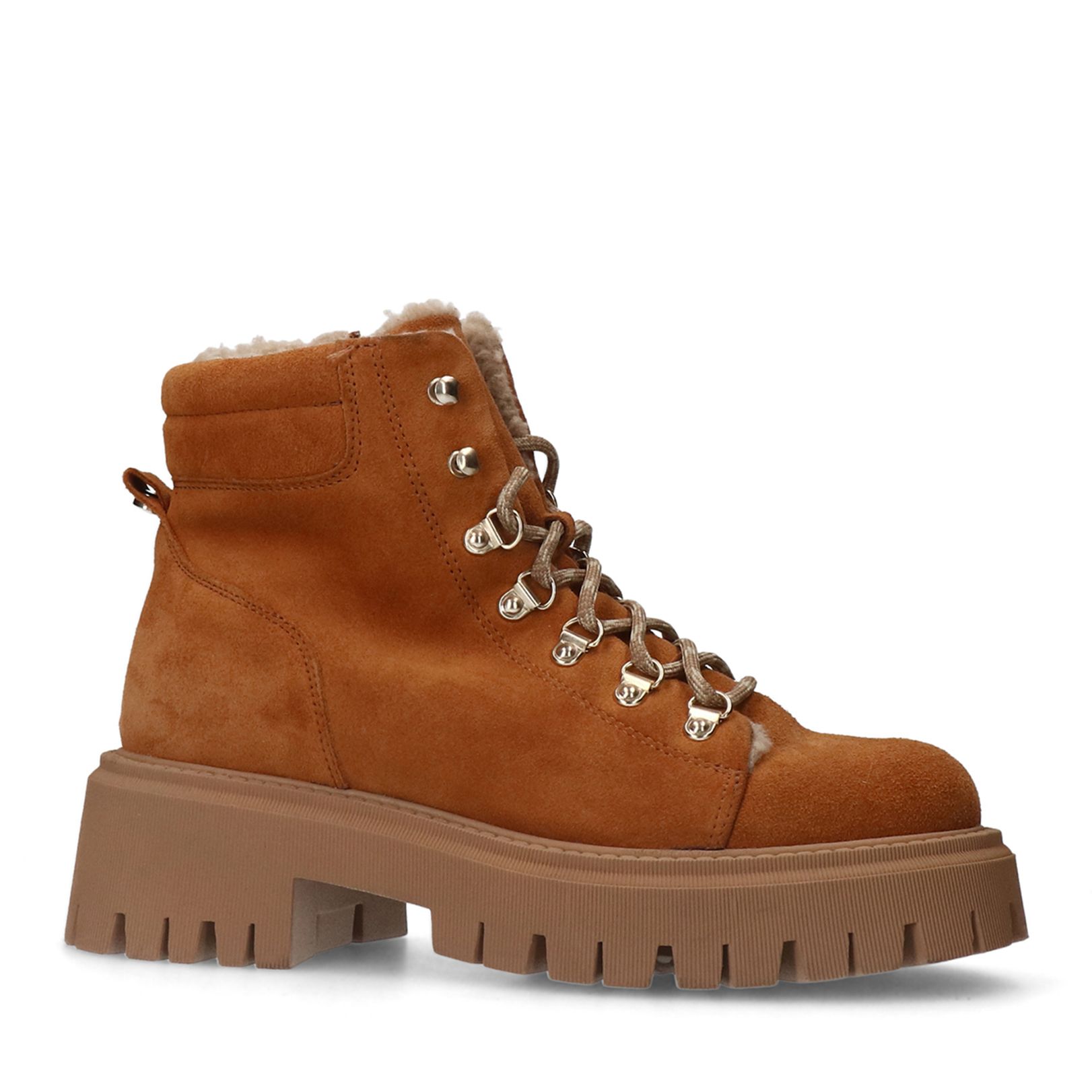 Beige suède veterlaarsjes