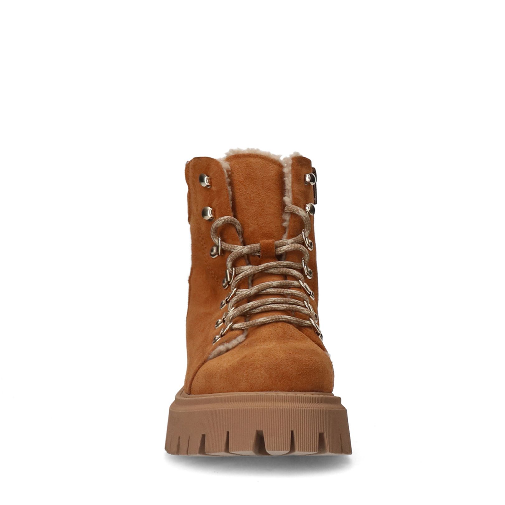 Beige suède veterlaarsjes