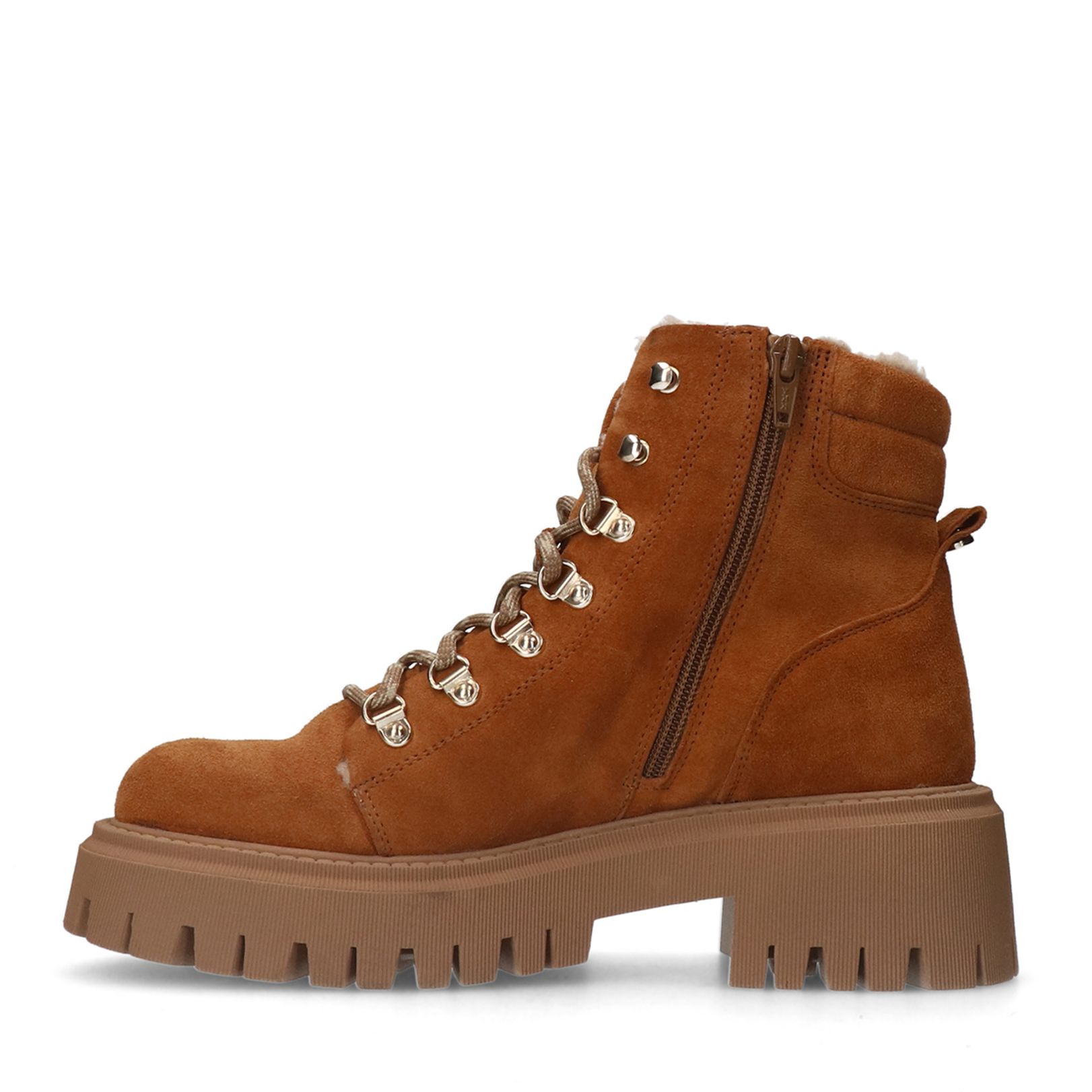 Beige suède veterlaarsjes