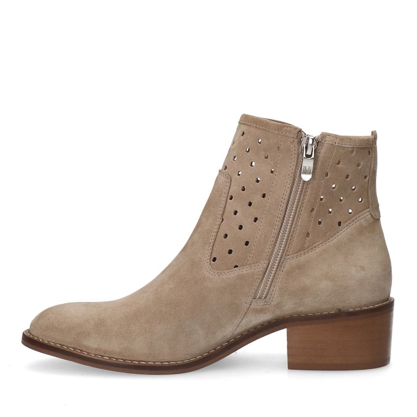 Beigefarbene Veloursleder-Stiefeletten