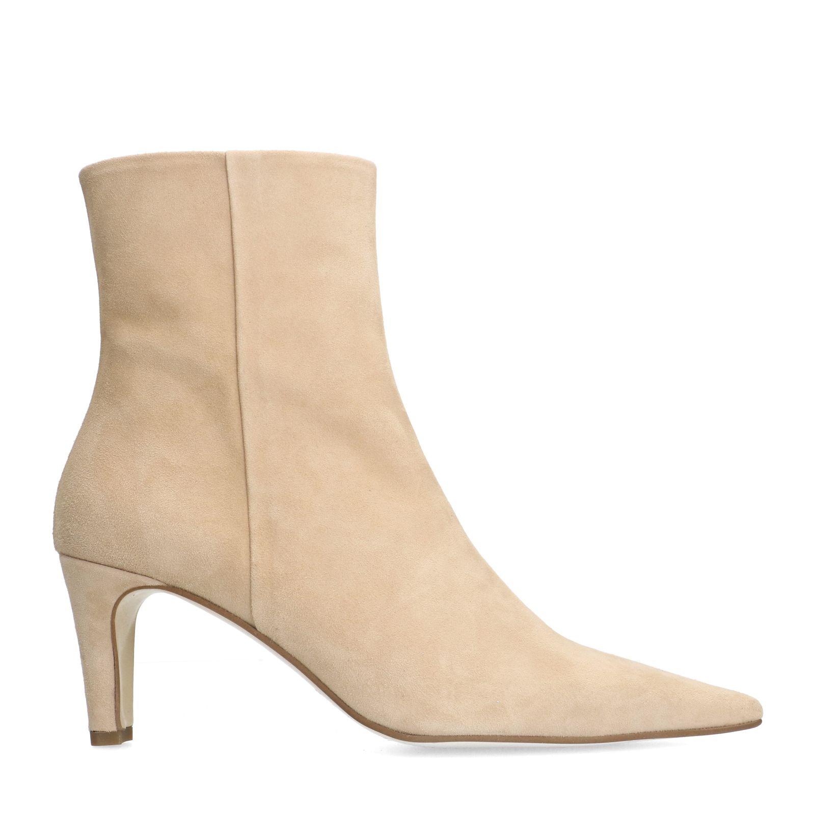 Beige suède enkellaarsjes met hak