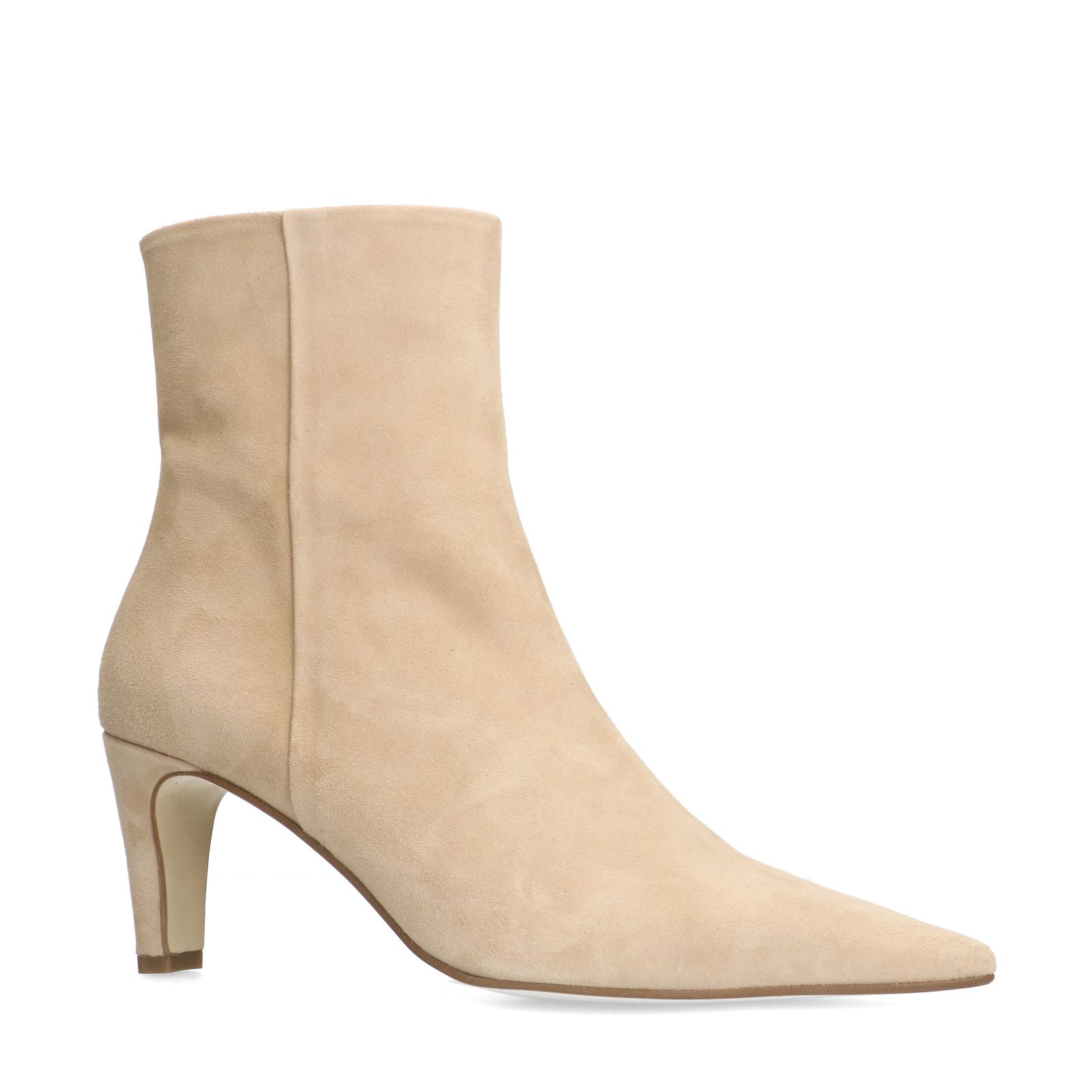 Beige suède enkellaarsjes met hak