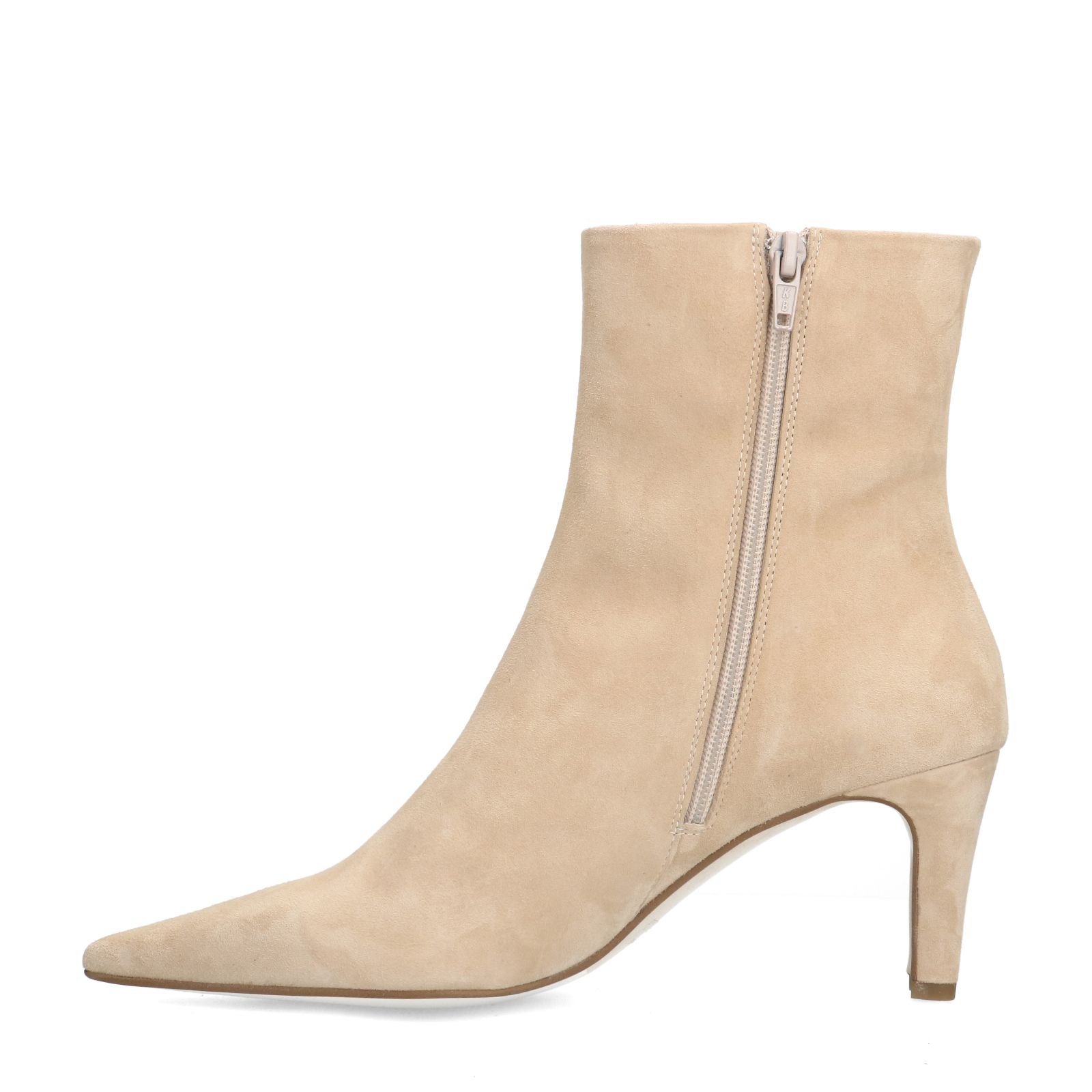 Beige suède enkellaarsjes met hak