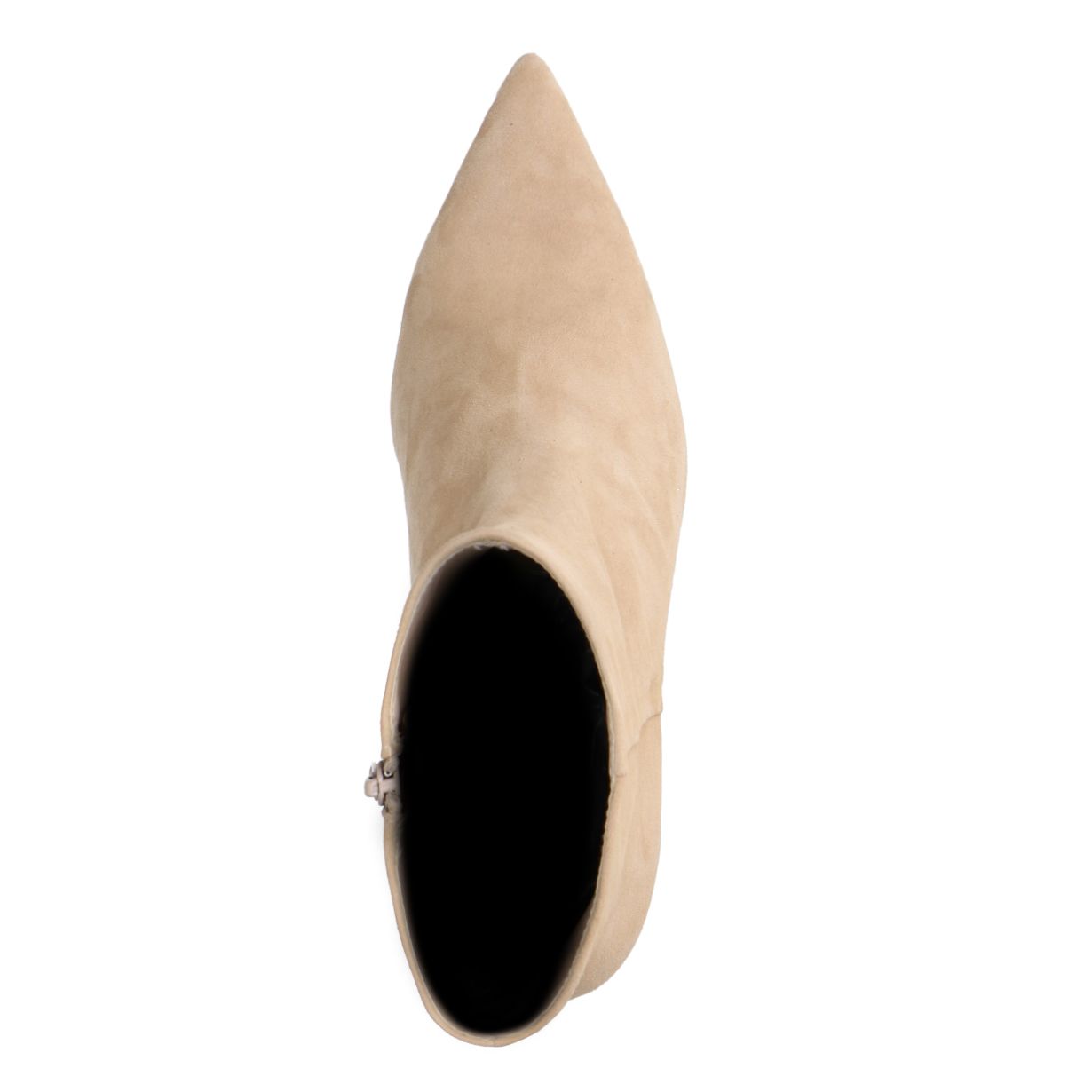 Beige suède enkellaarsjes met hak