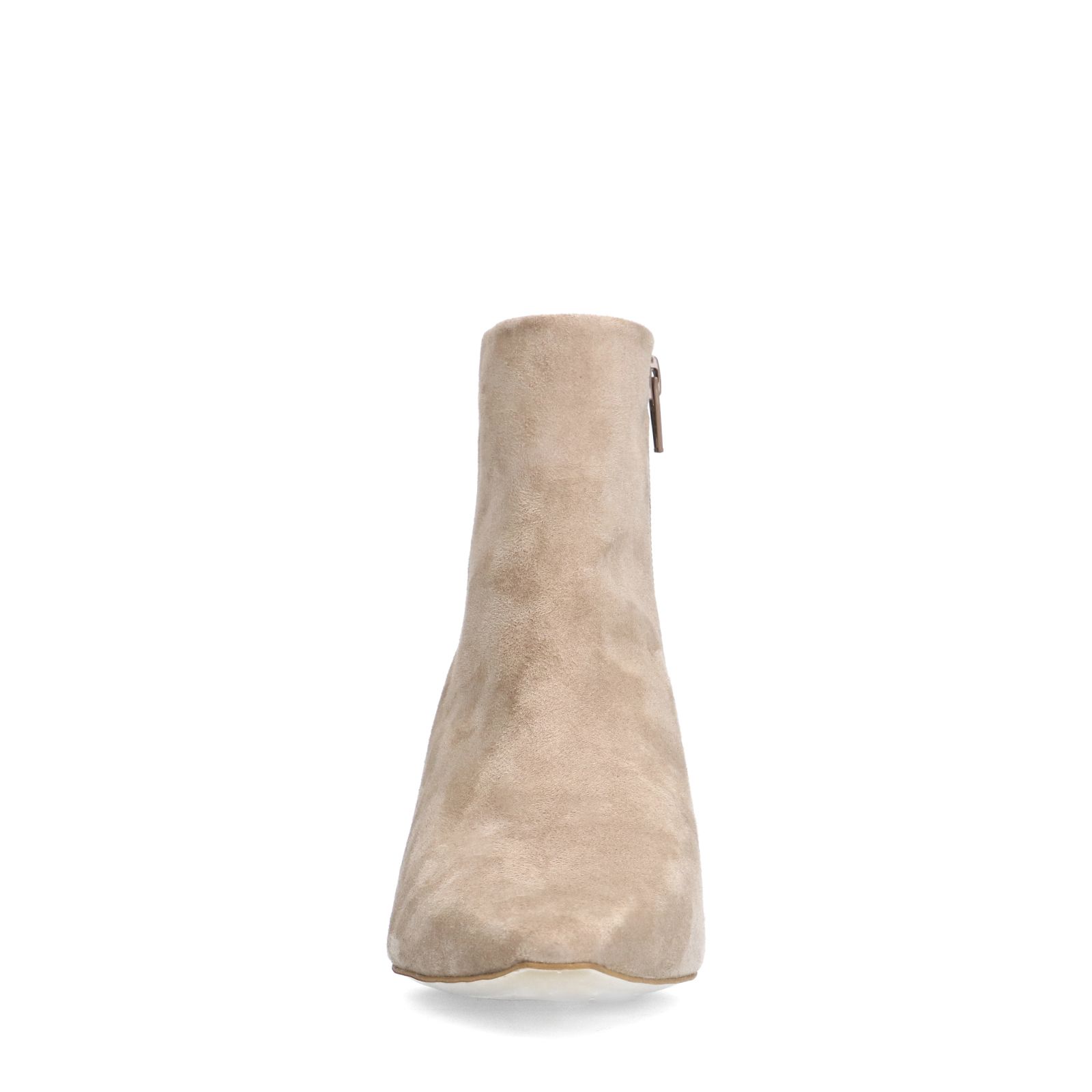 Beige suède enkellaarsjes met hak