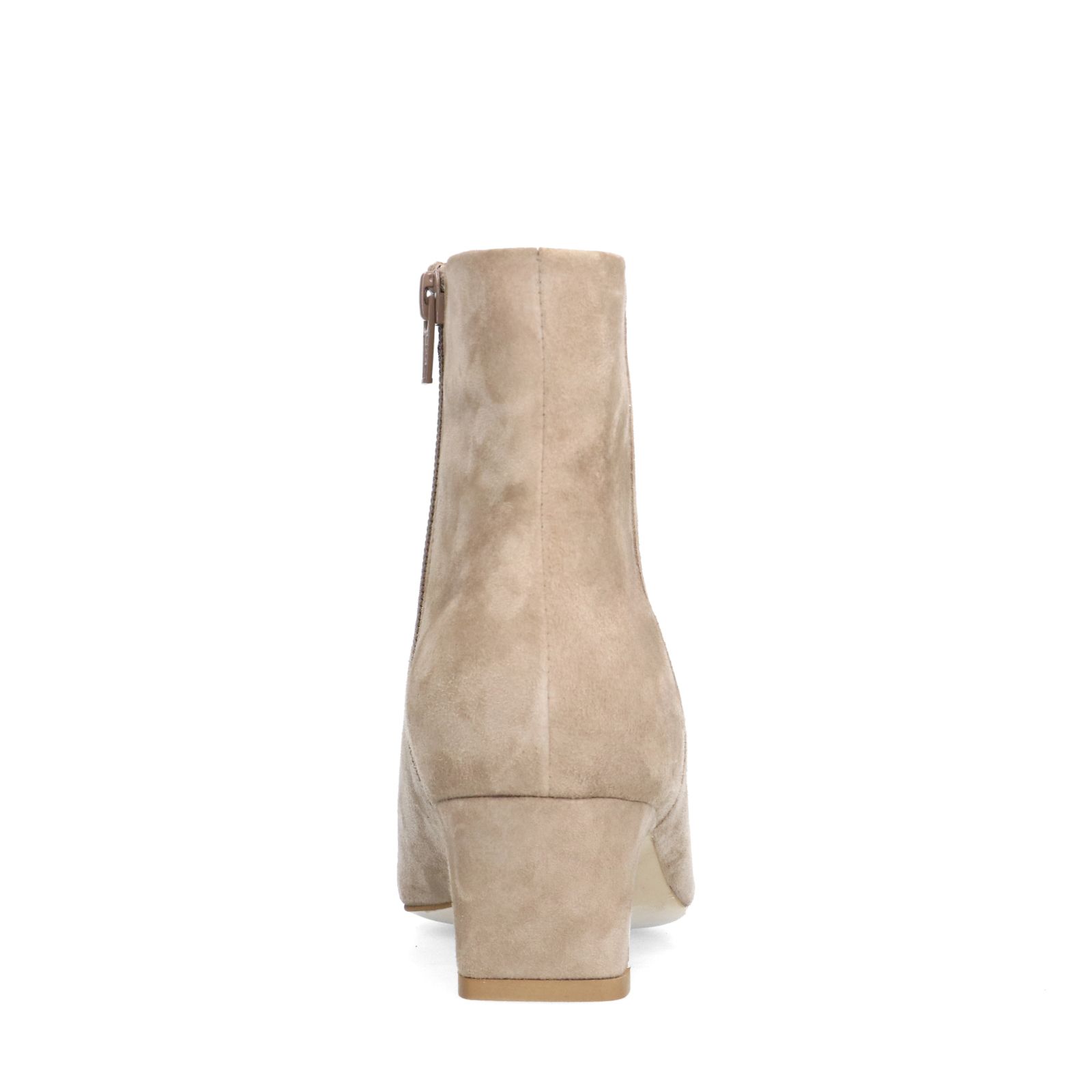 Beige suède enkellaarsjes met hak