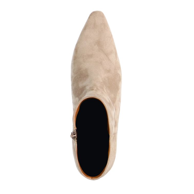 Beige suède enkellaarsjes met hak