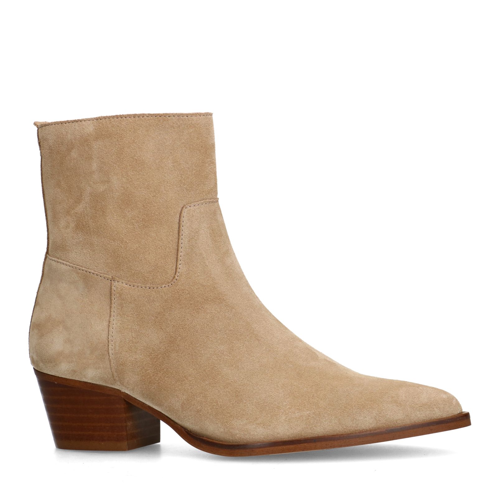 Beige suède enkellaarsjes met hak