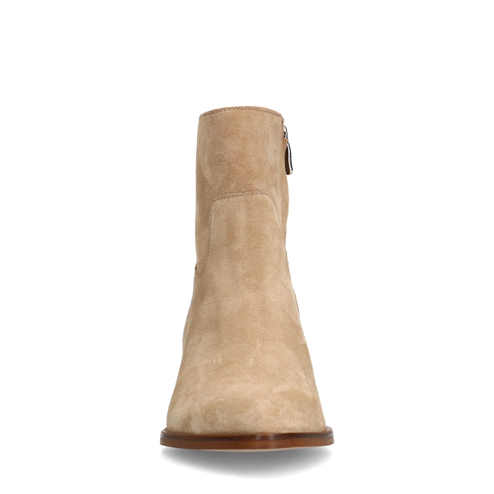 Beige suède enkellaarsjes met hak