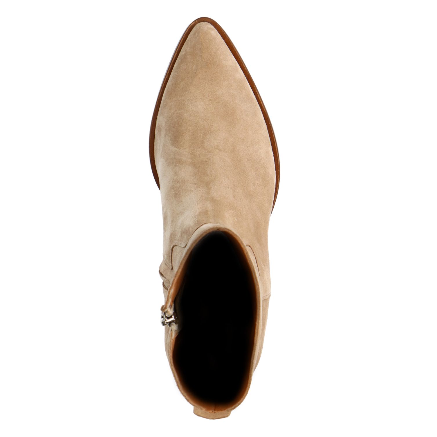 Beige suède enkellaarsjes met hak