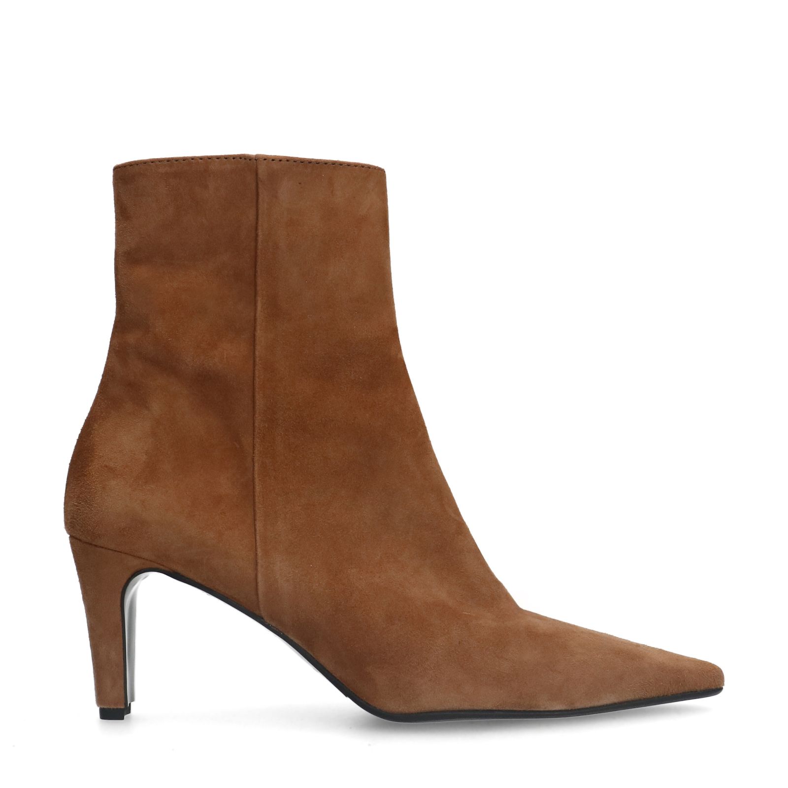 Beige suède enkellaarsjes met hak