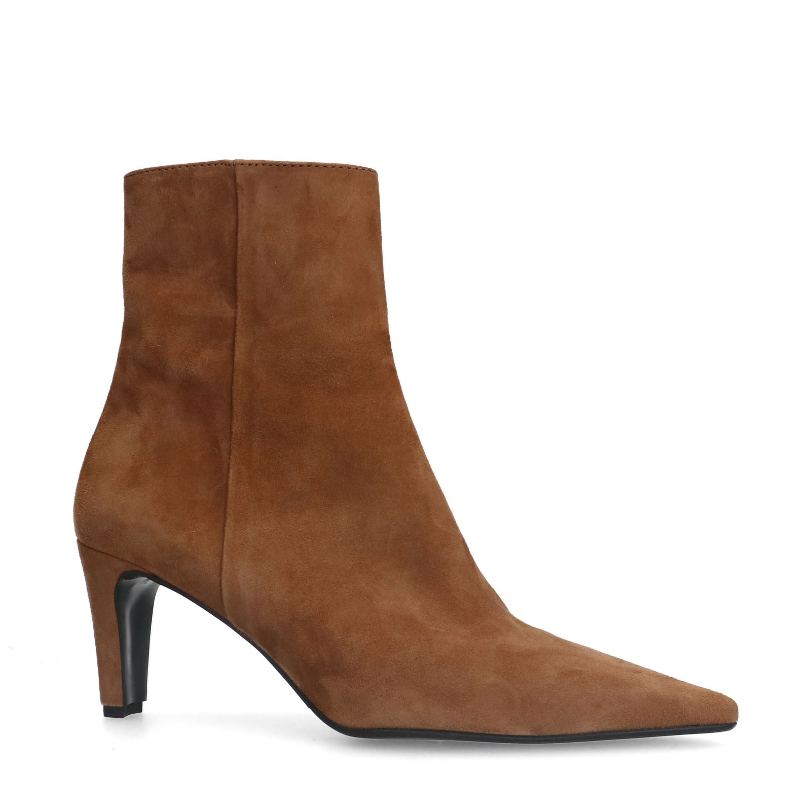 Beige suède enkellaarsjes met hak