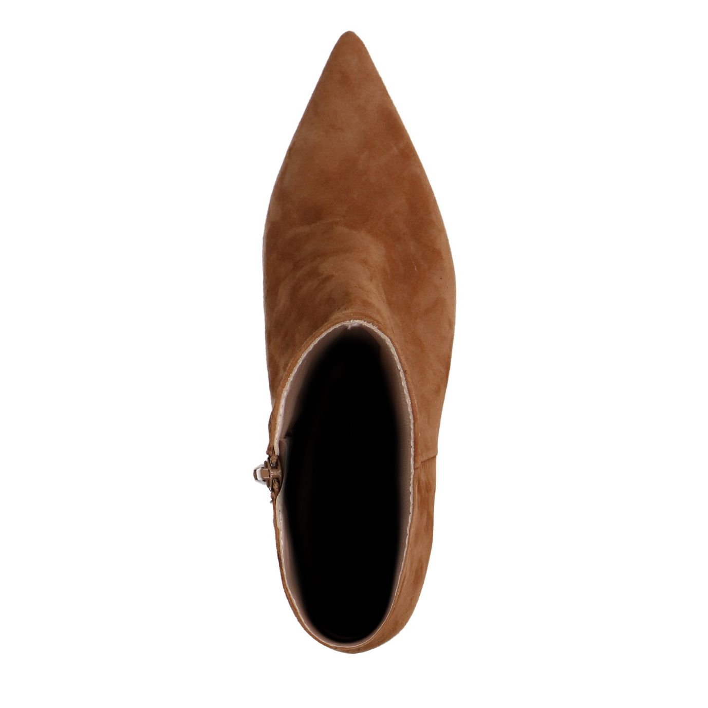 Beige suède enkellaarsjes met hak