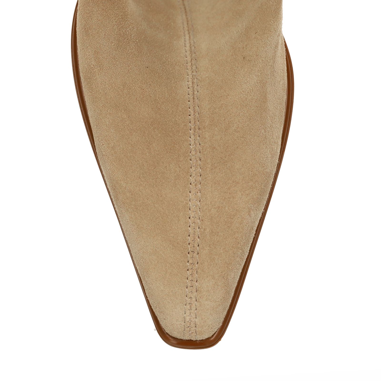 Beigefarbene Veloursleder-Stiefeletten mit Absatz