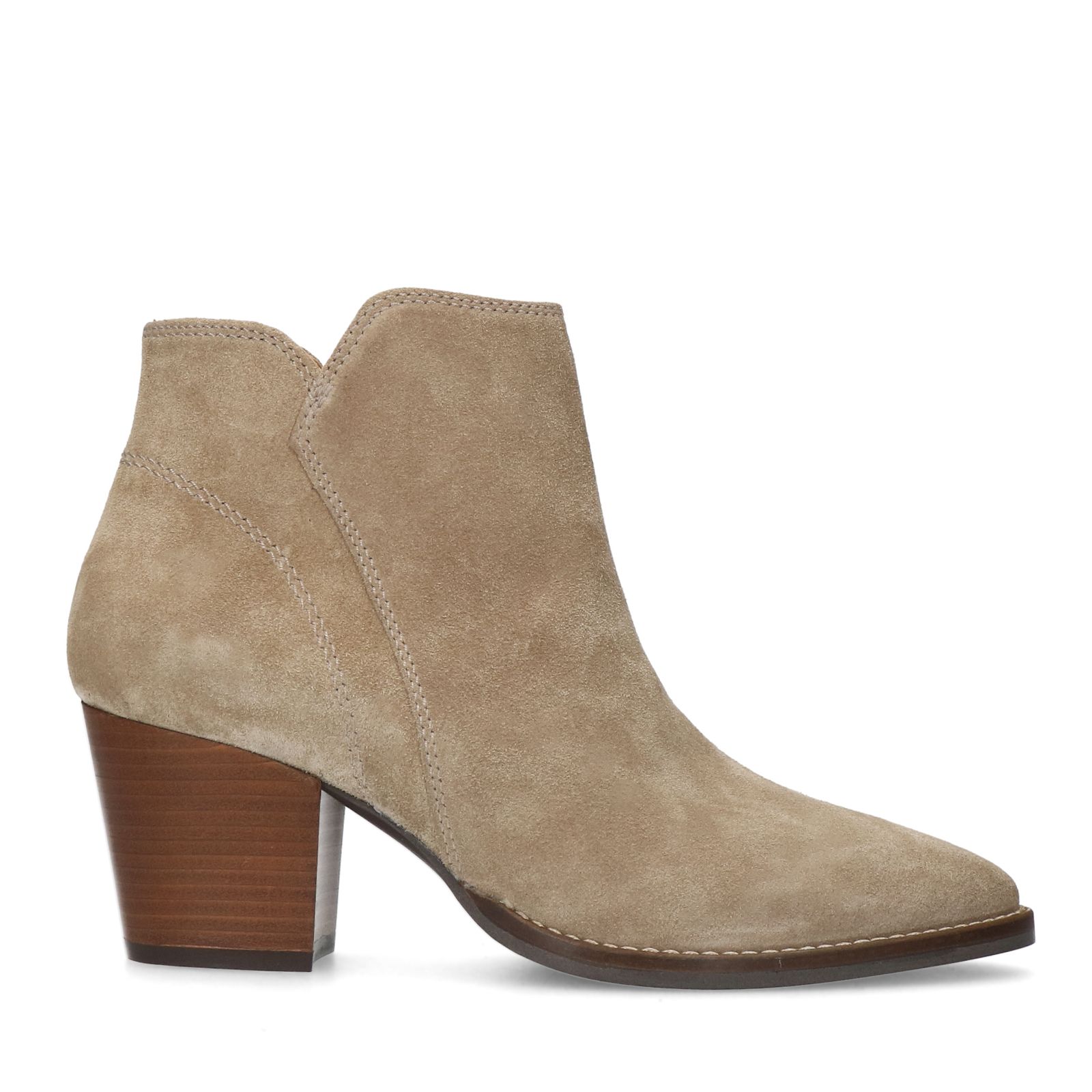 Beige suède enkellaarsjes met hak