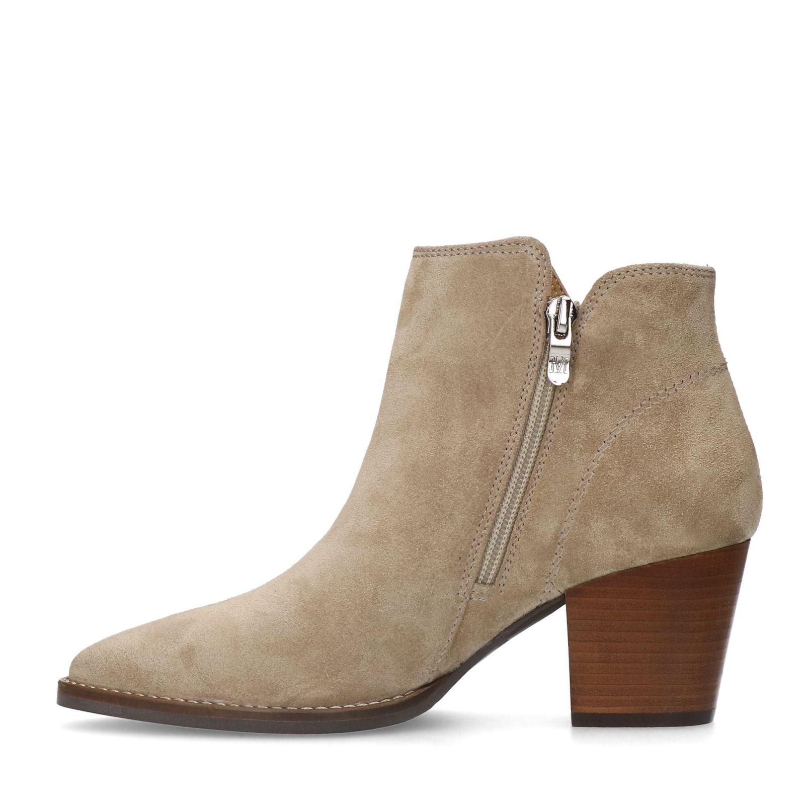 Beige suède enkellaarsjes met hak