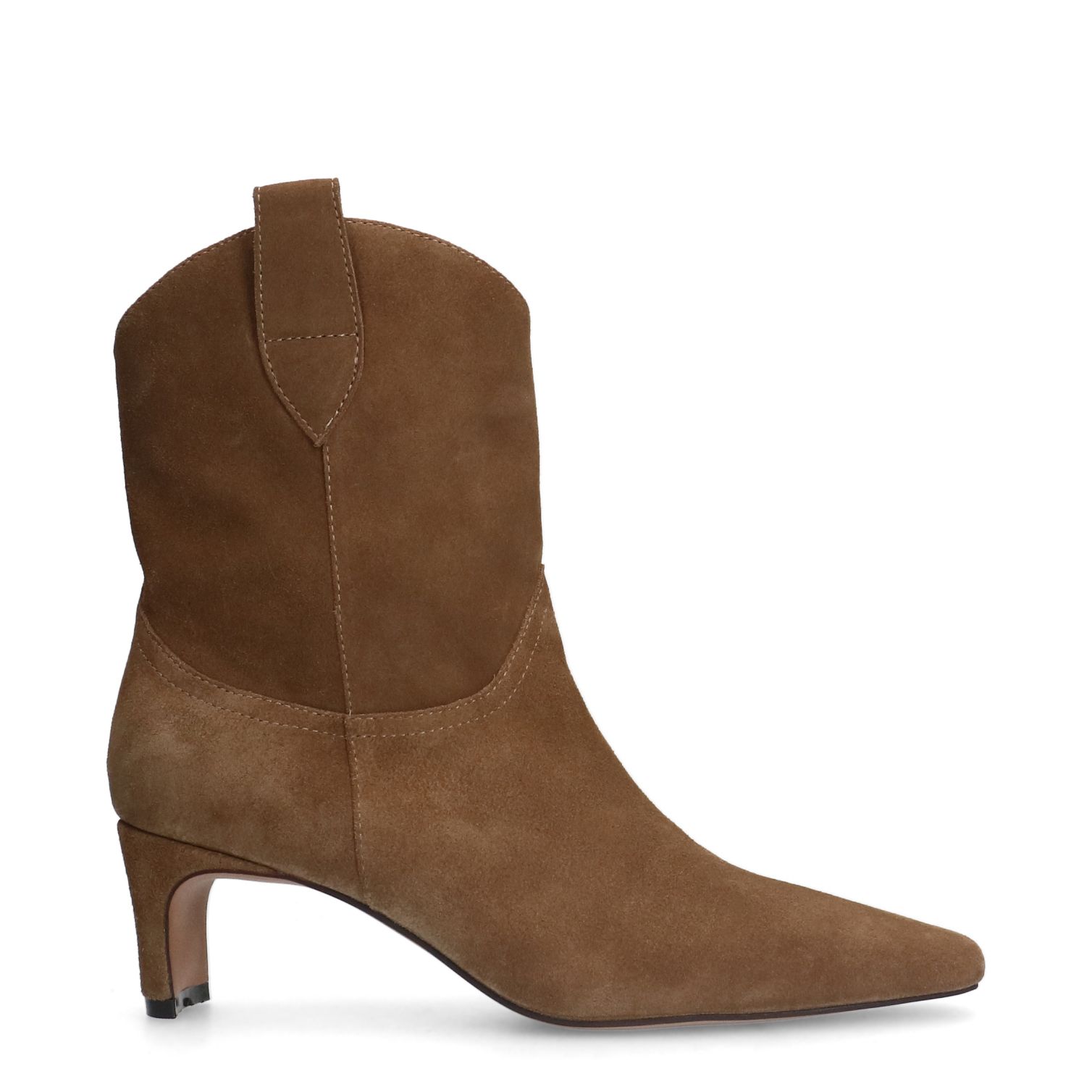 Beige suède enkellaarsjes met hak