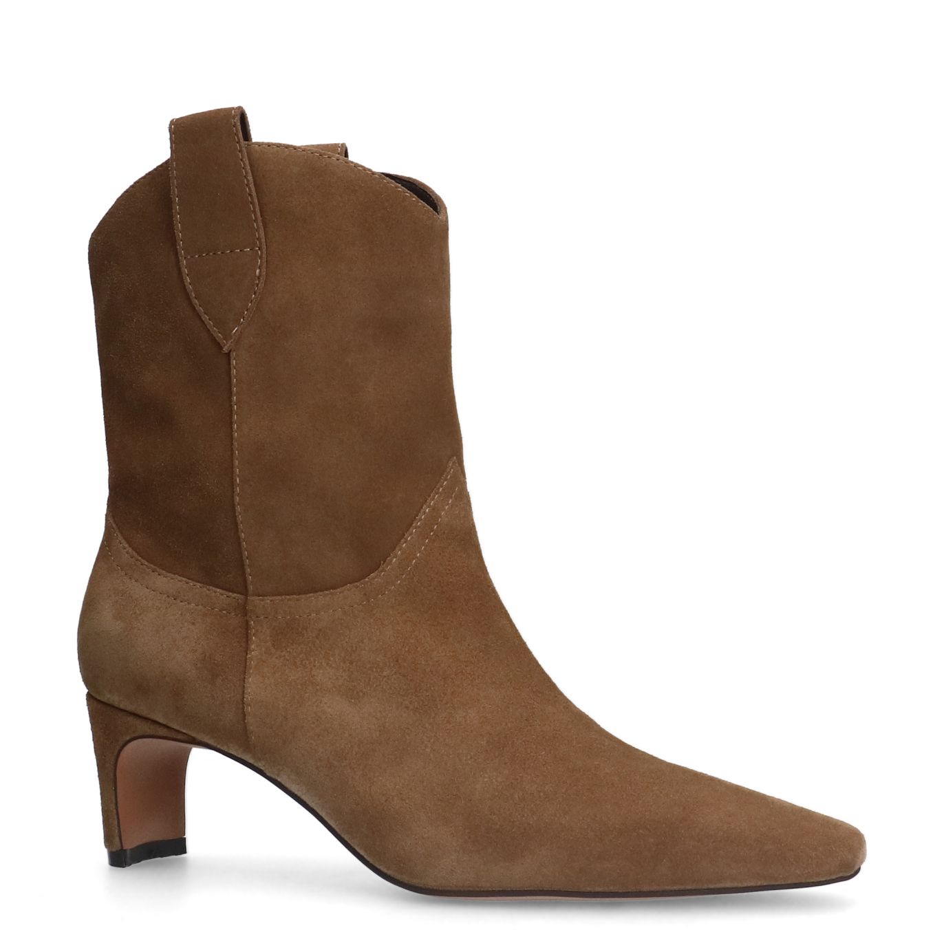 Beige suède enkellaarsjes met hak