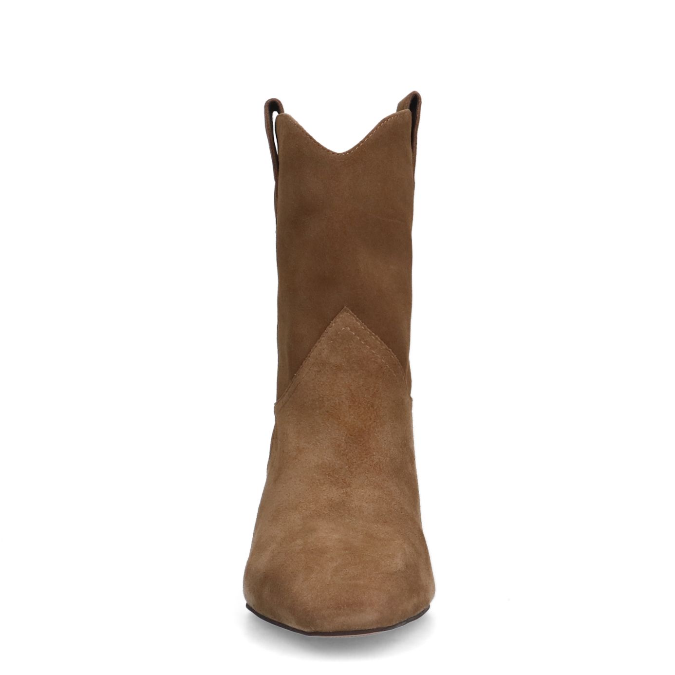Beige suède enkellaarsjes met hak